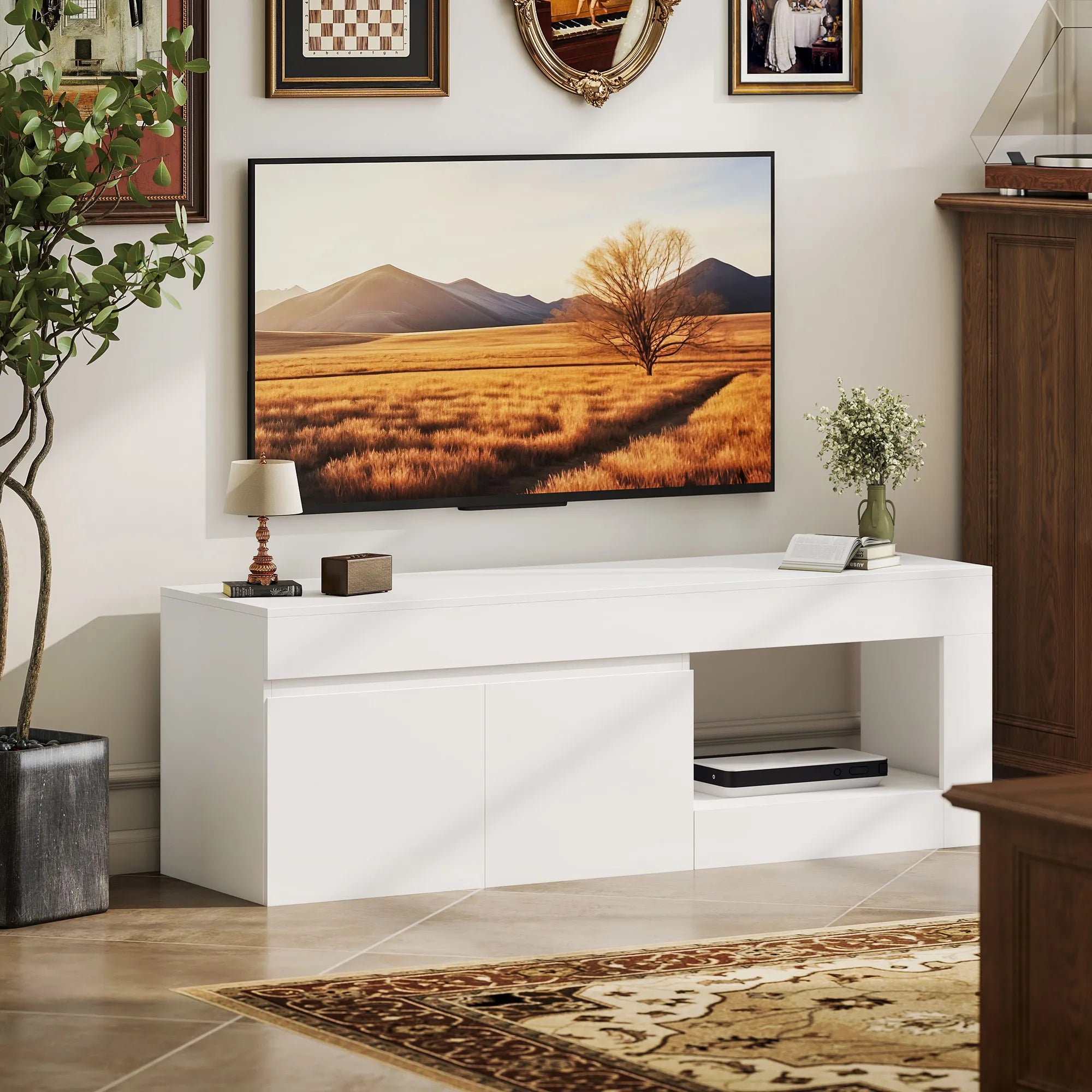 TV spintelė, 140 × 40 × 48 cm, balta