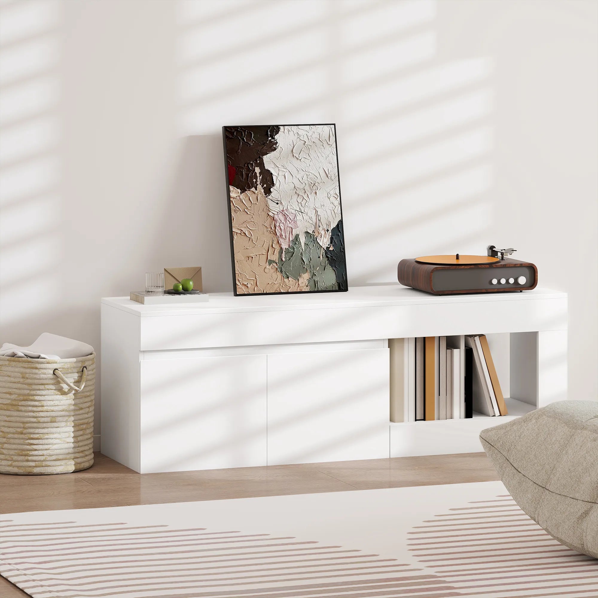 TV spintelė, 140 × 40 × 48 cm, balta