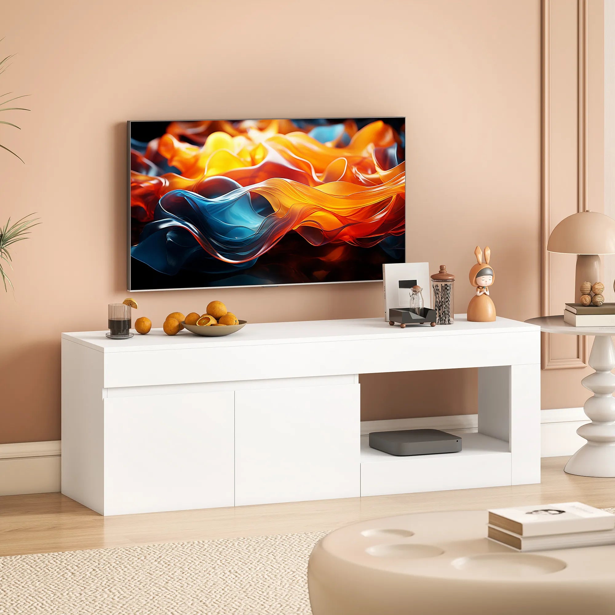 TV spintelė, 140 × 40 × 48 cm, balta
