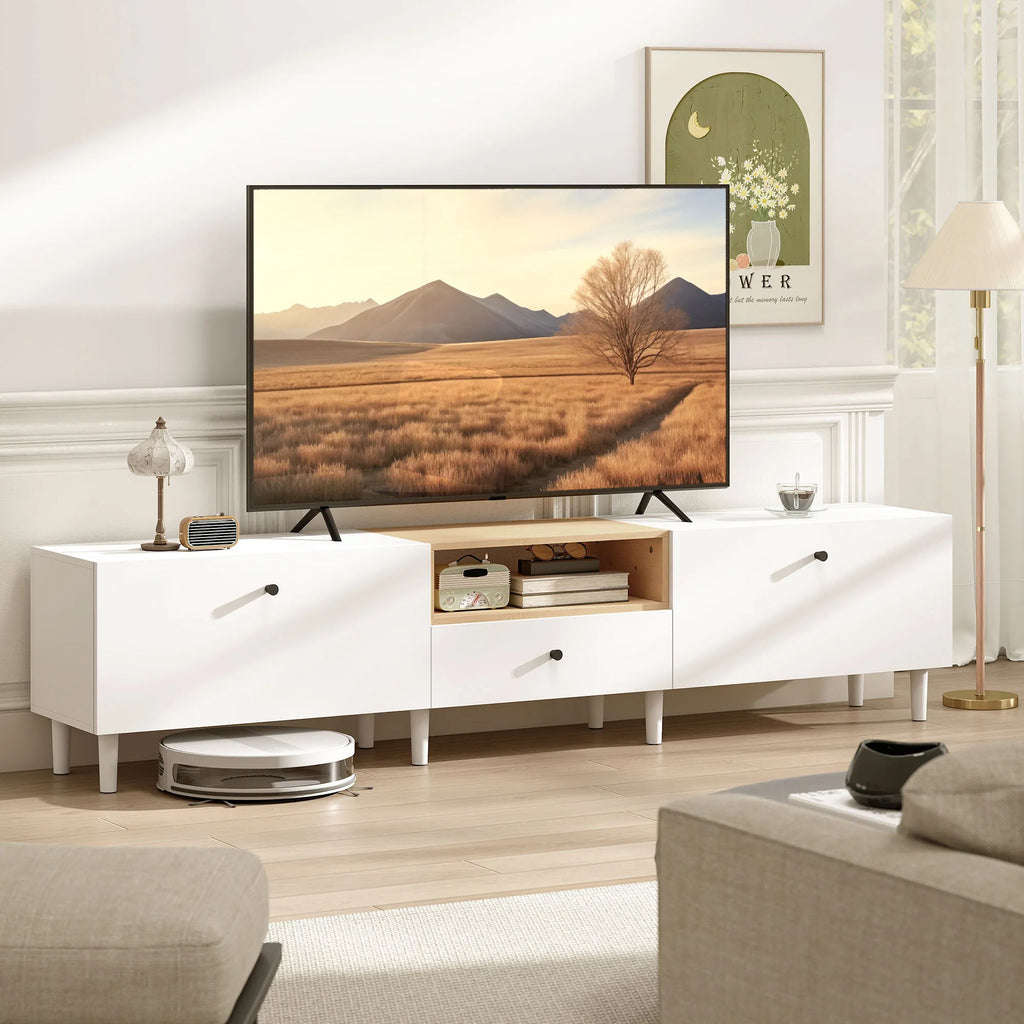 TV spintelė 200 cm, skirta iki 90 colių televizoriams, balta