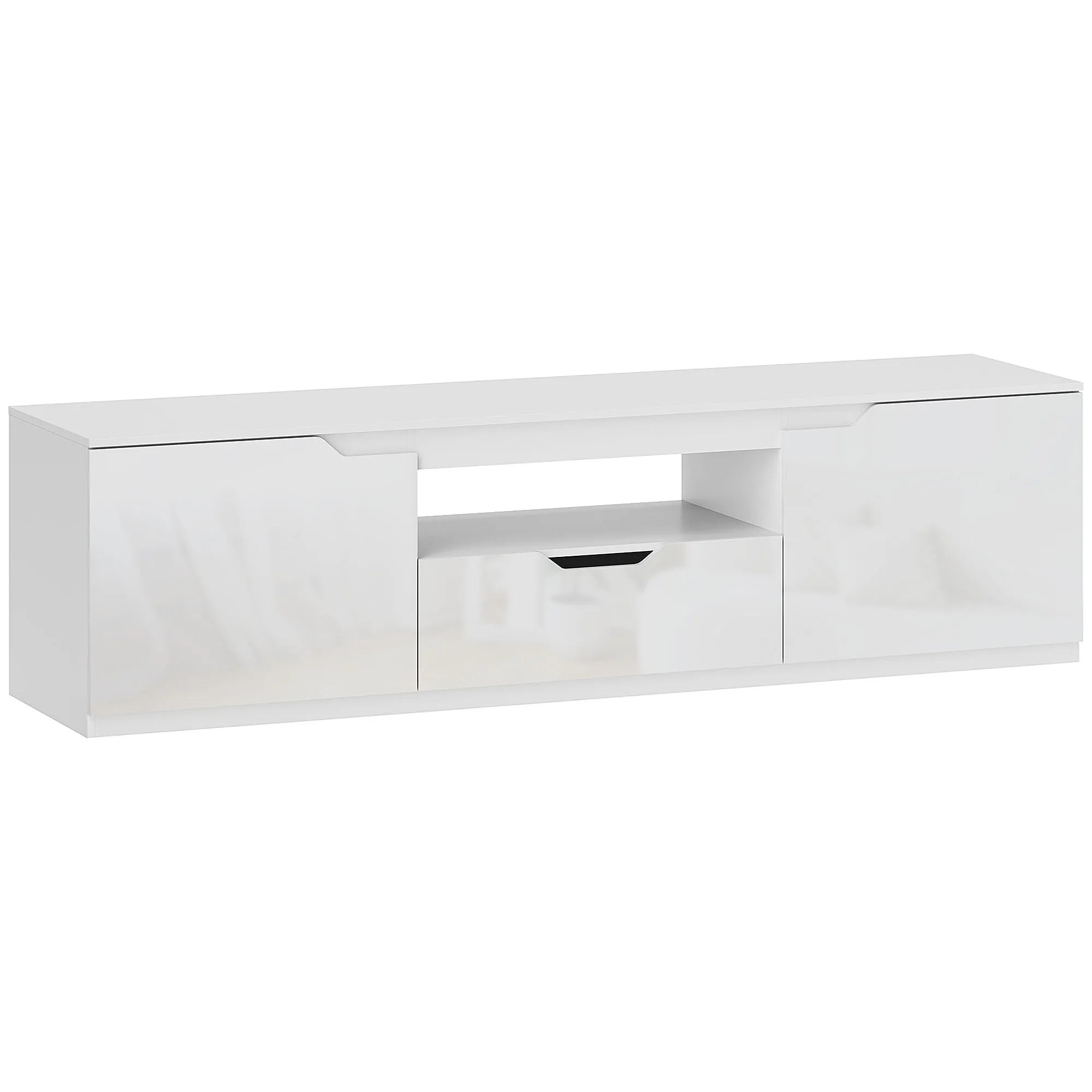TV spintelė Homede su stalčiumi ir lentynomis, 160 cm, balta
