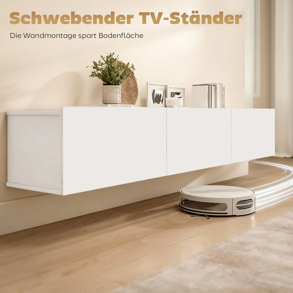 TV spintelė, pakabinama, 180 cm, balta