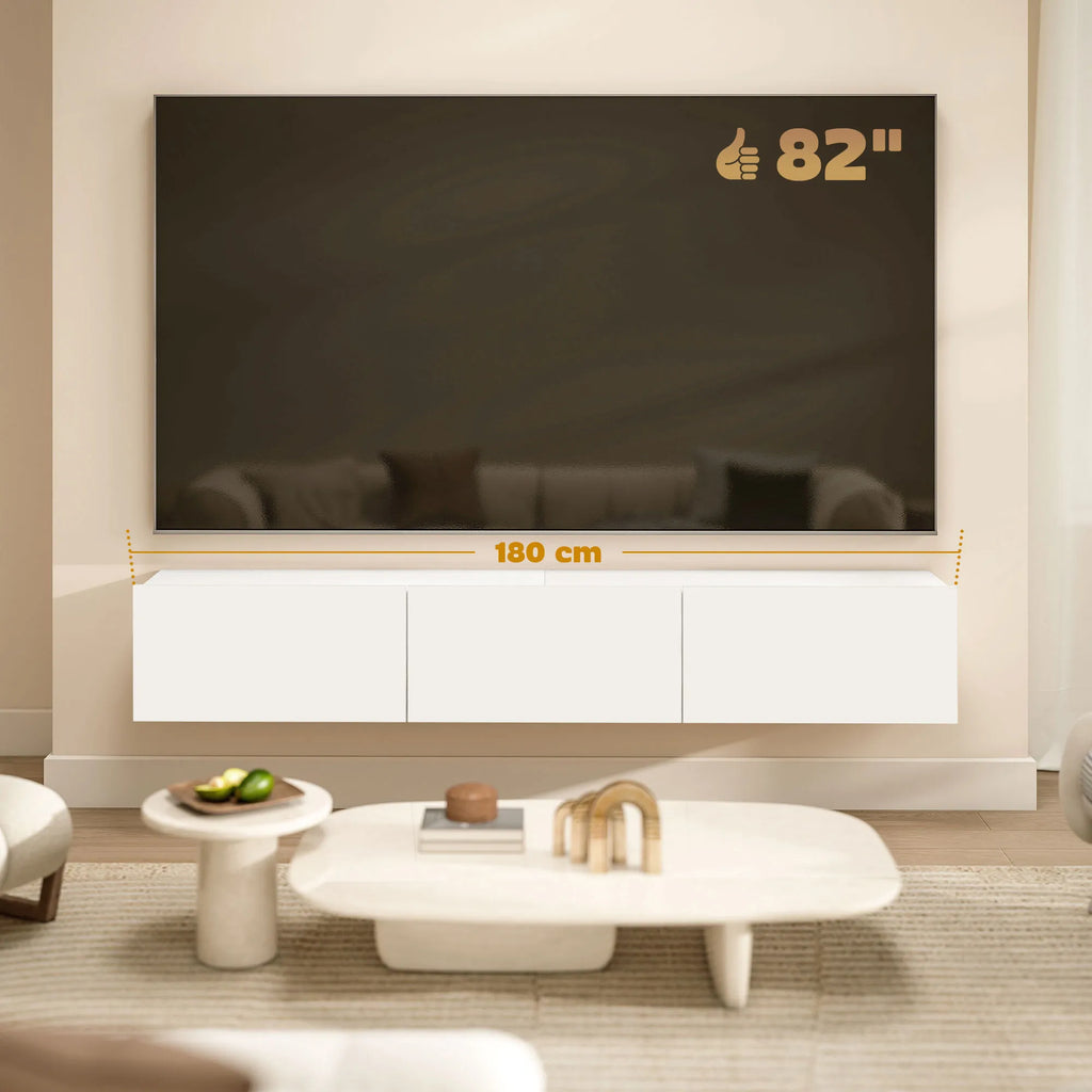 TV spintelė, pakabinama, 180 cm, balta