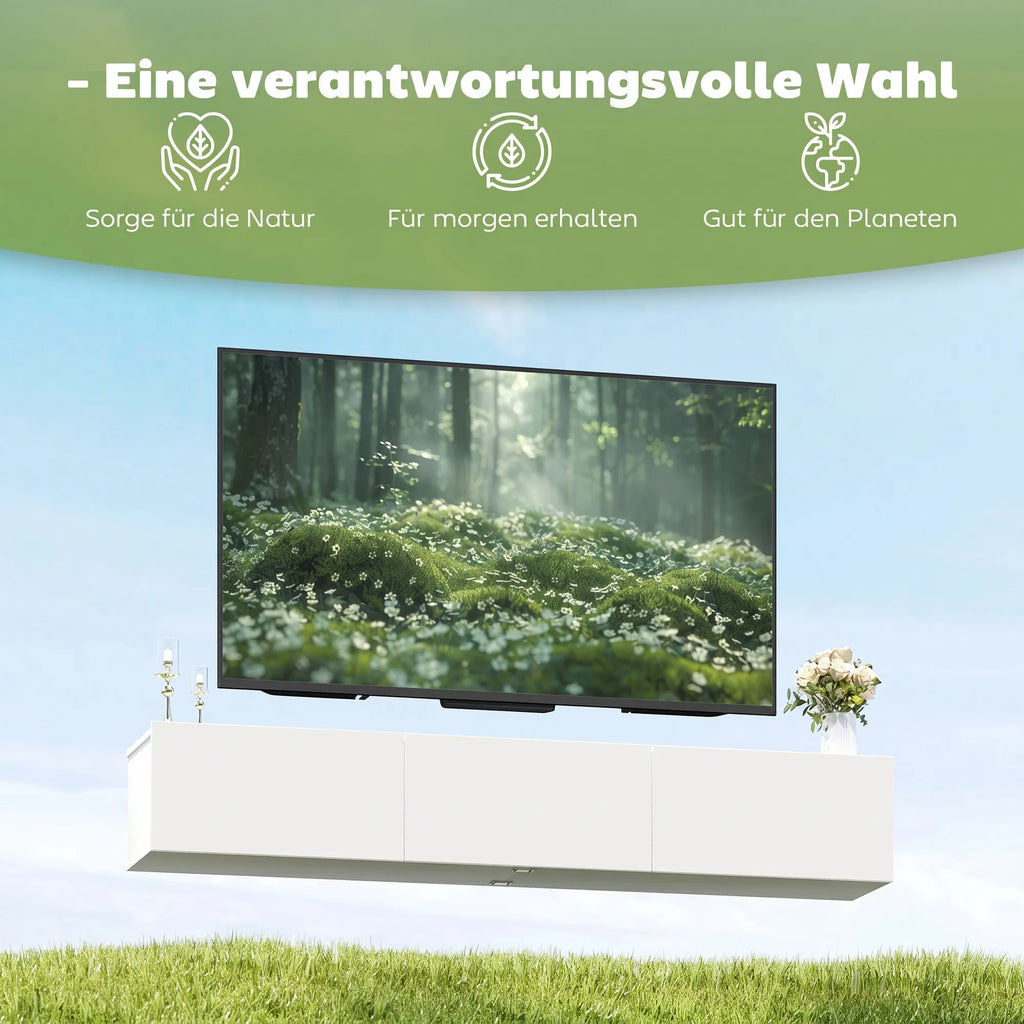 TV spintelė, pakabinama, 180 cm, balta