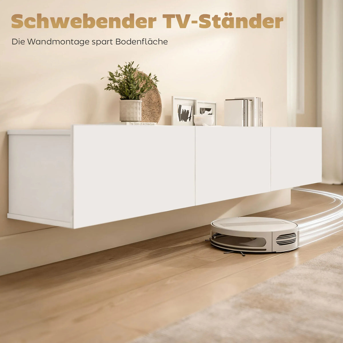 TV spintelė, pakabinama, 180 cm, balta