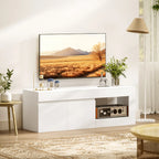 TV spintelė su durelėmis ir atvira lentyna, 140 cm, balta