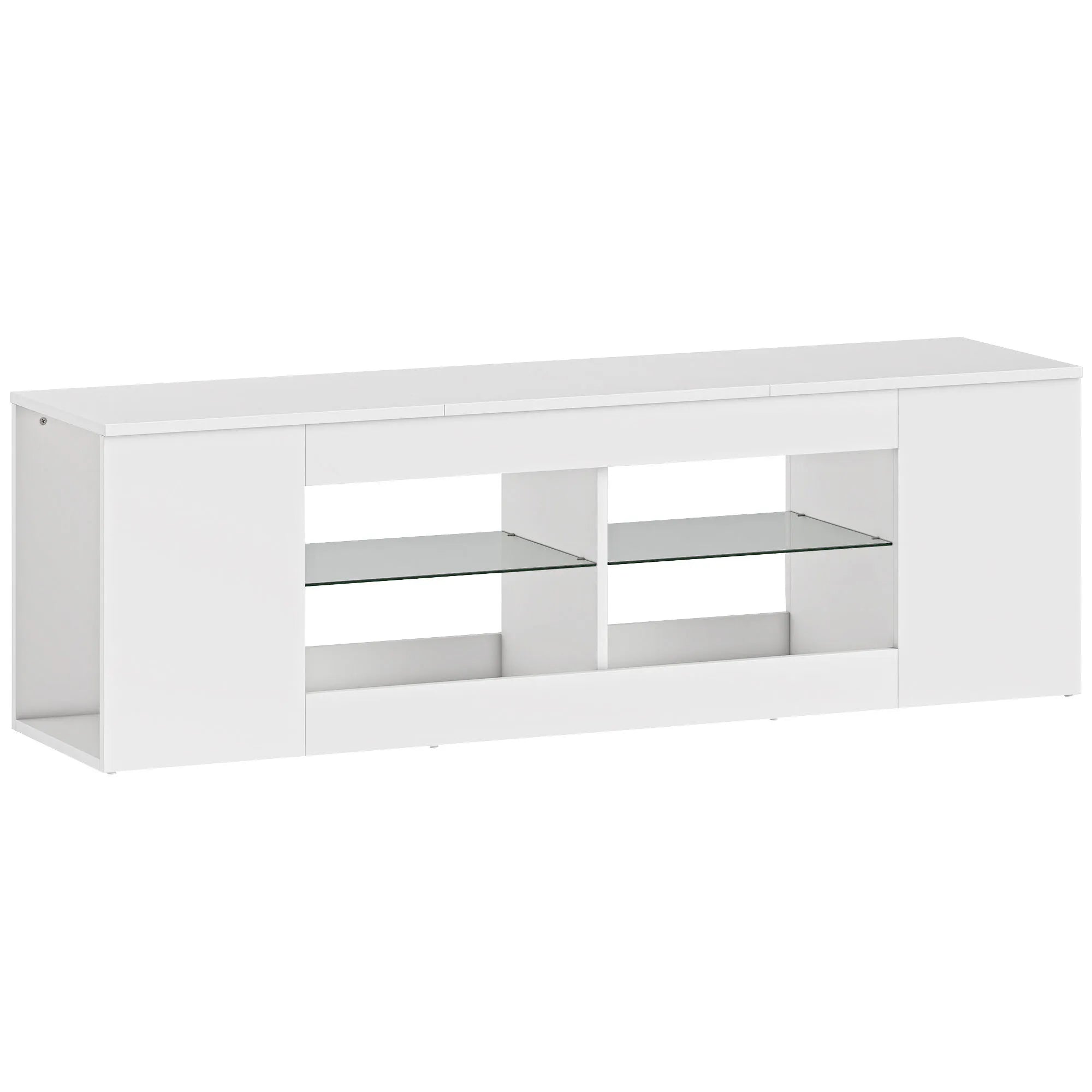 TV staliukas su 6 lentynomis, 140 cm, baltas