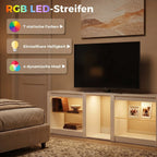 TV staliukas su RGB LED apšvietimu, iki 75 colių, baltas