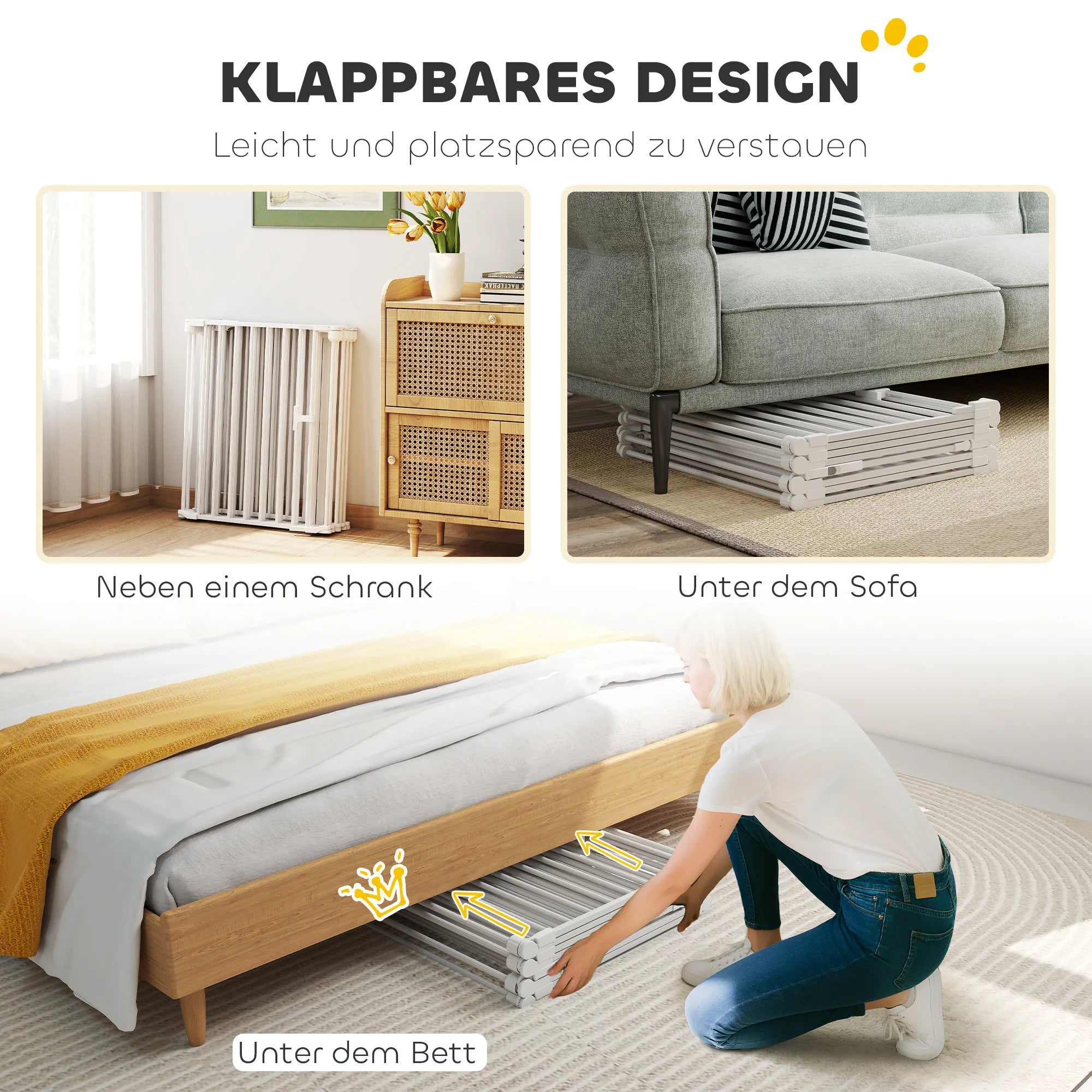 Tvora gyvūnėliams, 8 dalių su durelėmis, sulankstoma, balta