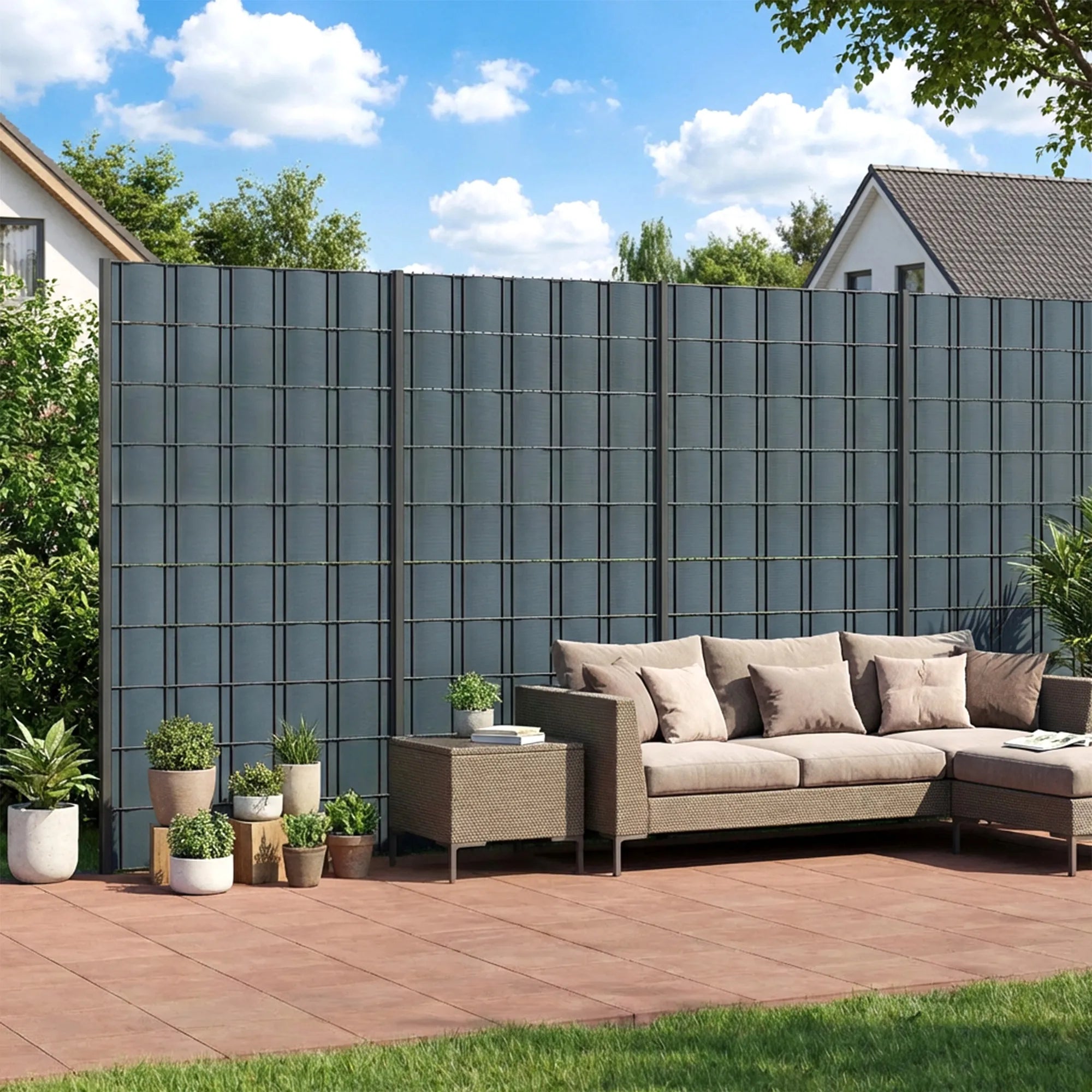 Tvoros juosta 35 m x 19 cm plastikinė atspari UV spinduliams pilka 4 vnt