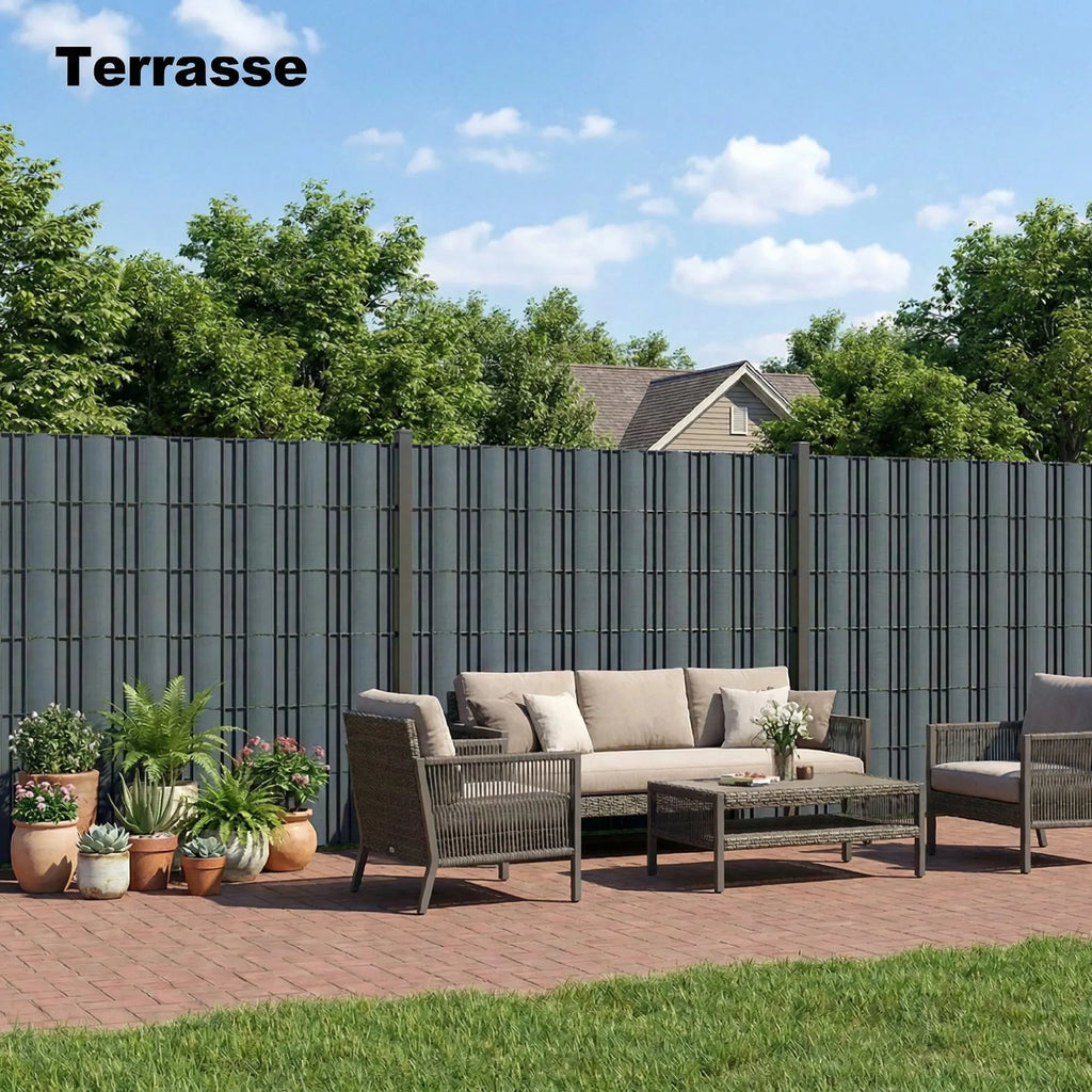 Tvoros juosta 35 m x 19 cm plastikinė atspari UV spinduliams pilka 4 vnt
