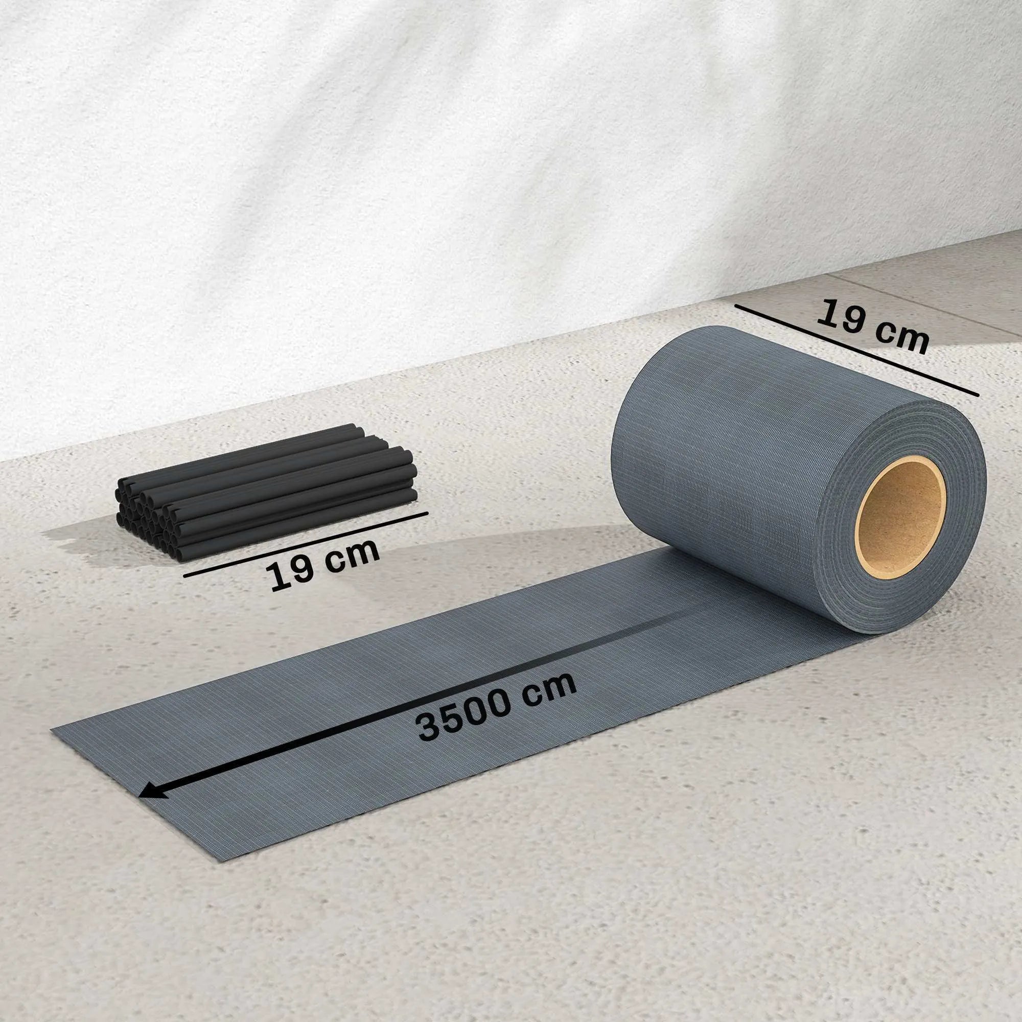 Tvoros juosta 35 m x 19 cm plastikinė atspari UV spinduliams pilka 4 vnt