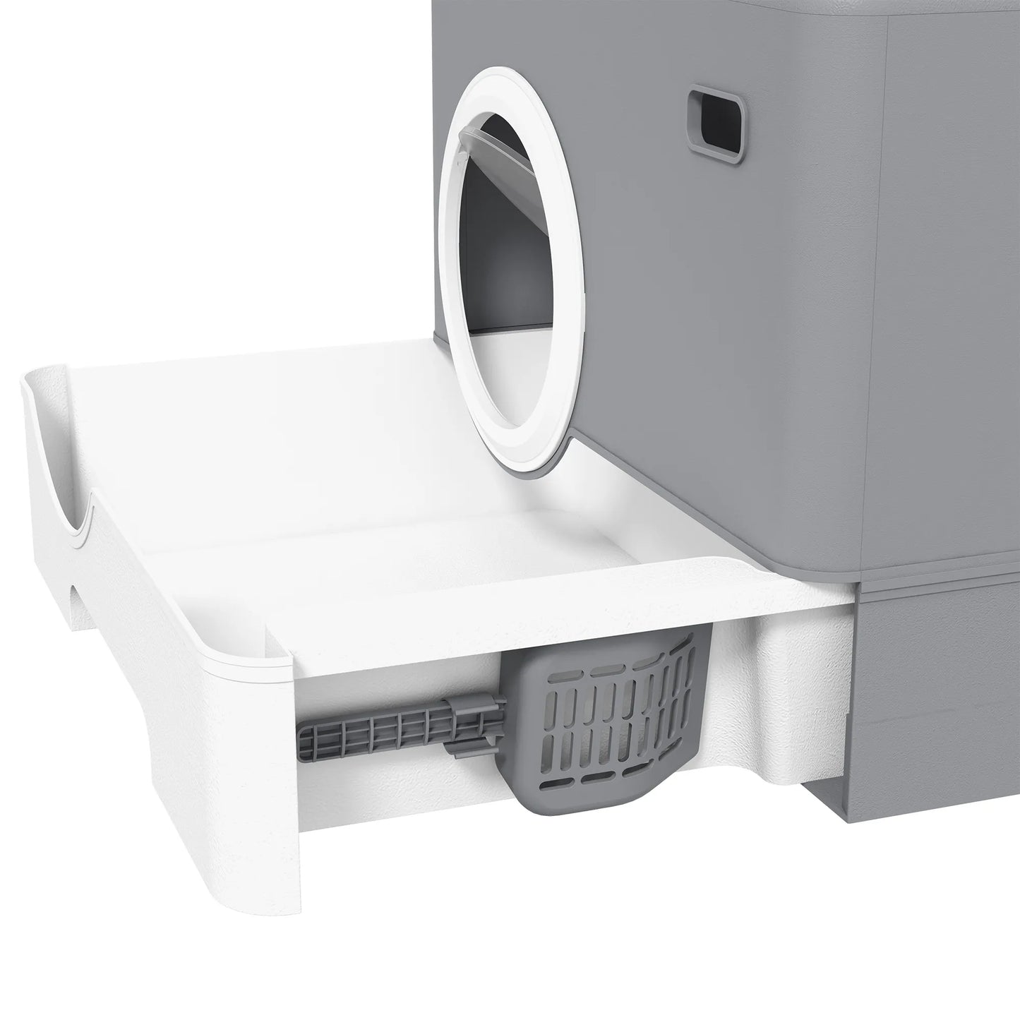 Katilių kraiko dėžutė, 2 išėjimai, išimamas dugno padėklas, 52 x 41 x 38,5 cm, Pilka