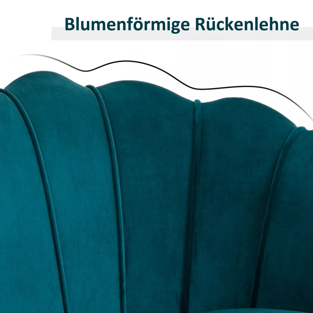 2 vietų sofa, kušetė, minkšta sofa, aksominė išvaizda, dviguba sofa, atlaiko iki 150 kg svorį, 130 x 77 x 77 cm, tamsiai žalia