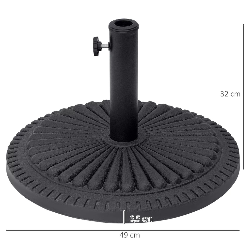 Skėčių stovas 14 kg Skėčių stovas Apvalus skėčių laikiklis, stovas Skėčių svoris skėčiams 35–48 mm vamzdžio skersmens, balkonui, terasai, sodui, juodas