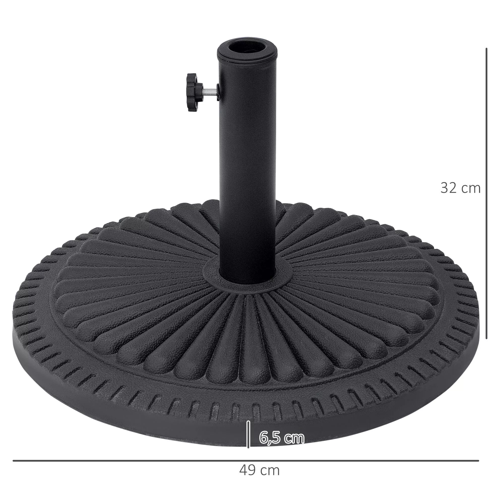 Skėčių stovas 14 kg Skėčių stovas Apvalus skėčių laikiklis, stovas Skėčių svoris skėčiams 35–48 mm vamzdžio skersmens, balkonui, terasai, sodui, juodas