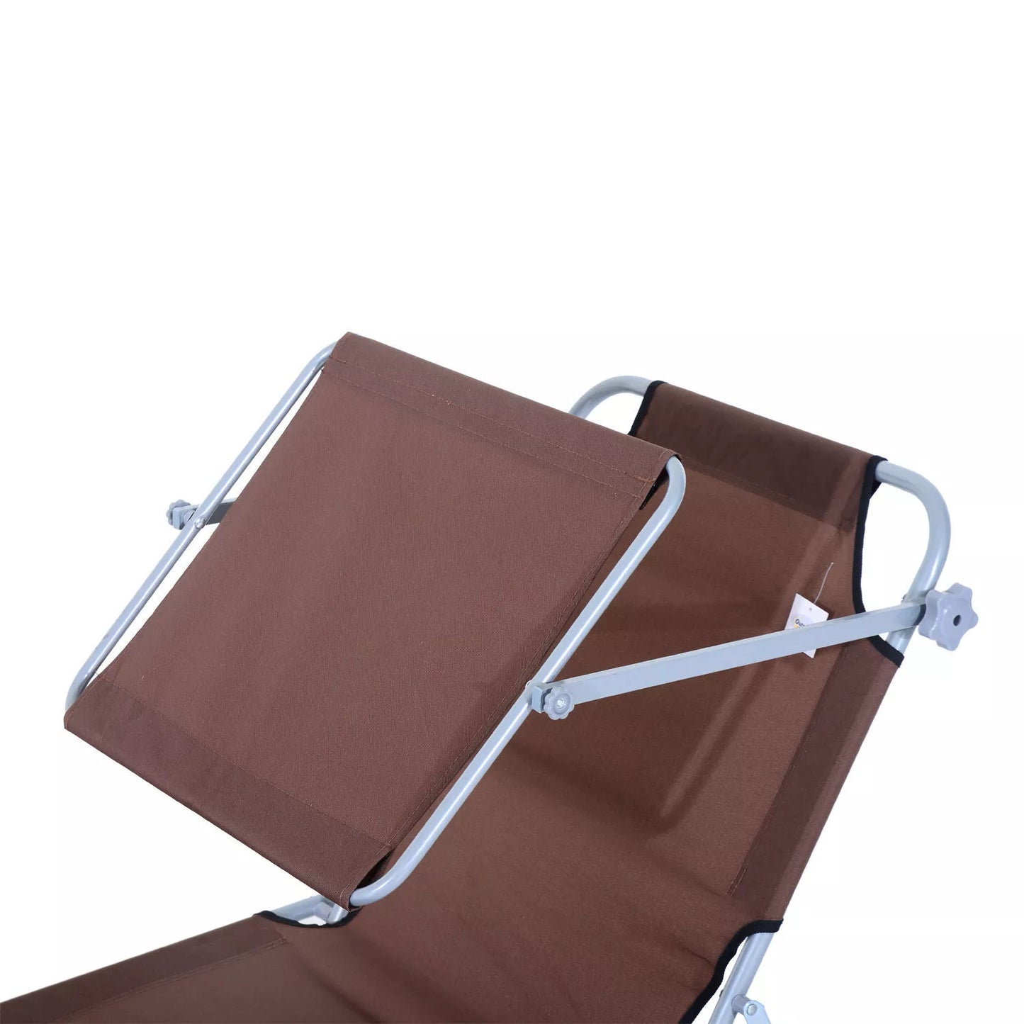 Sulankstomas gultas "Saulės spinduliai" su apsauga nuo saulės, 4 padėčių reguliuojamu atlošu, atlaiko iki 120kg, tinkamas sodui, balkonui ir baseinui, 6 spalvos (Ruda)