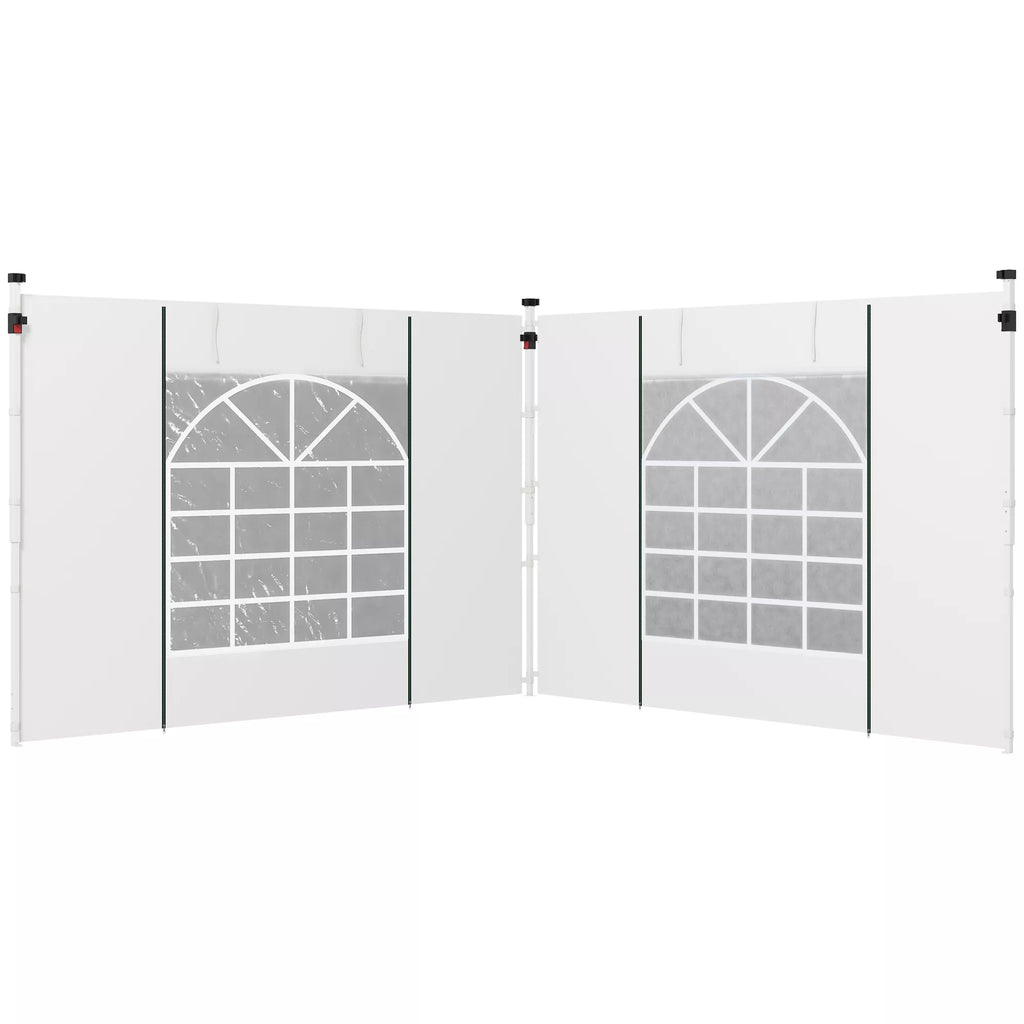 Pavilion užuolaidos, 2 vnt. rinkinys, skirtas 3x6 m arba 3x3 m sodo paviljonams, su langais ir durimis, baltos spalvos