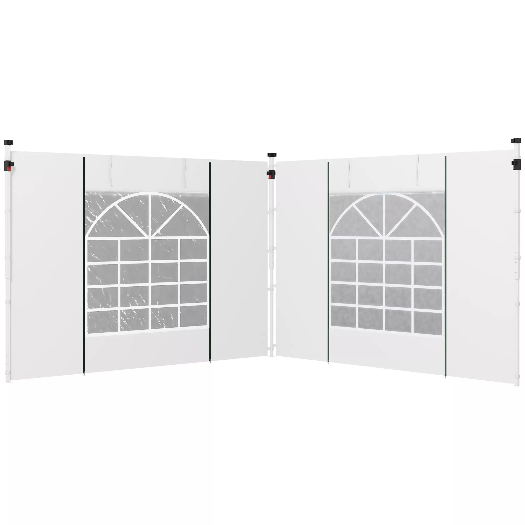 Pavilion užuolaidos, 2 vnt. rinkinys, skirtas 3x6 m arba 3x3 m sodo paviljonams, su langais ir durimis, baltos spalvos
