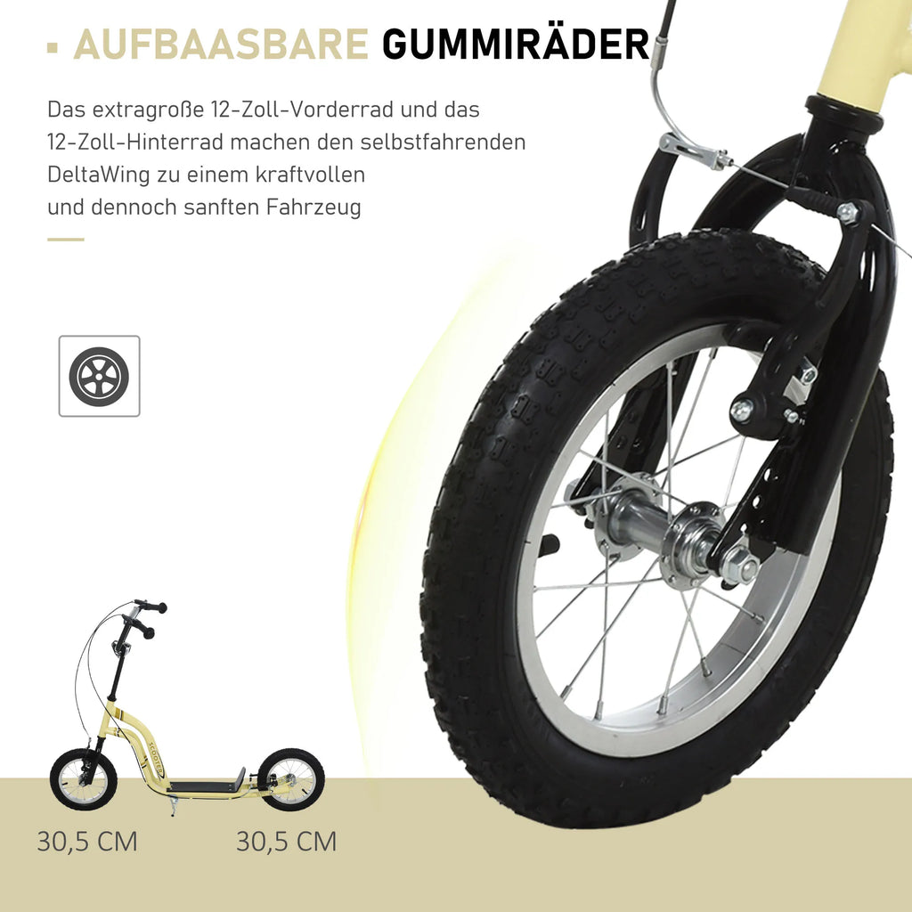 Vaikiški paspirtukai nuo 5 metų Scooter Vaikiški paspirtukai Paspirtukai Miesto paspirtukai Vaikiški paspirtukai Kickboard su pneumatinėmis padangomis 12 colių Guma Aliuminis Smėlio spalvos 120 x 58 x 85-95 cm
