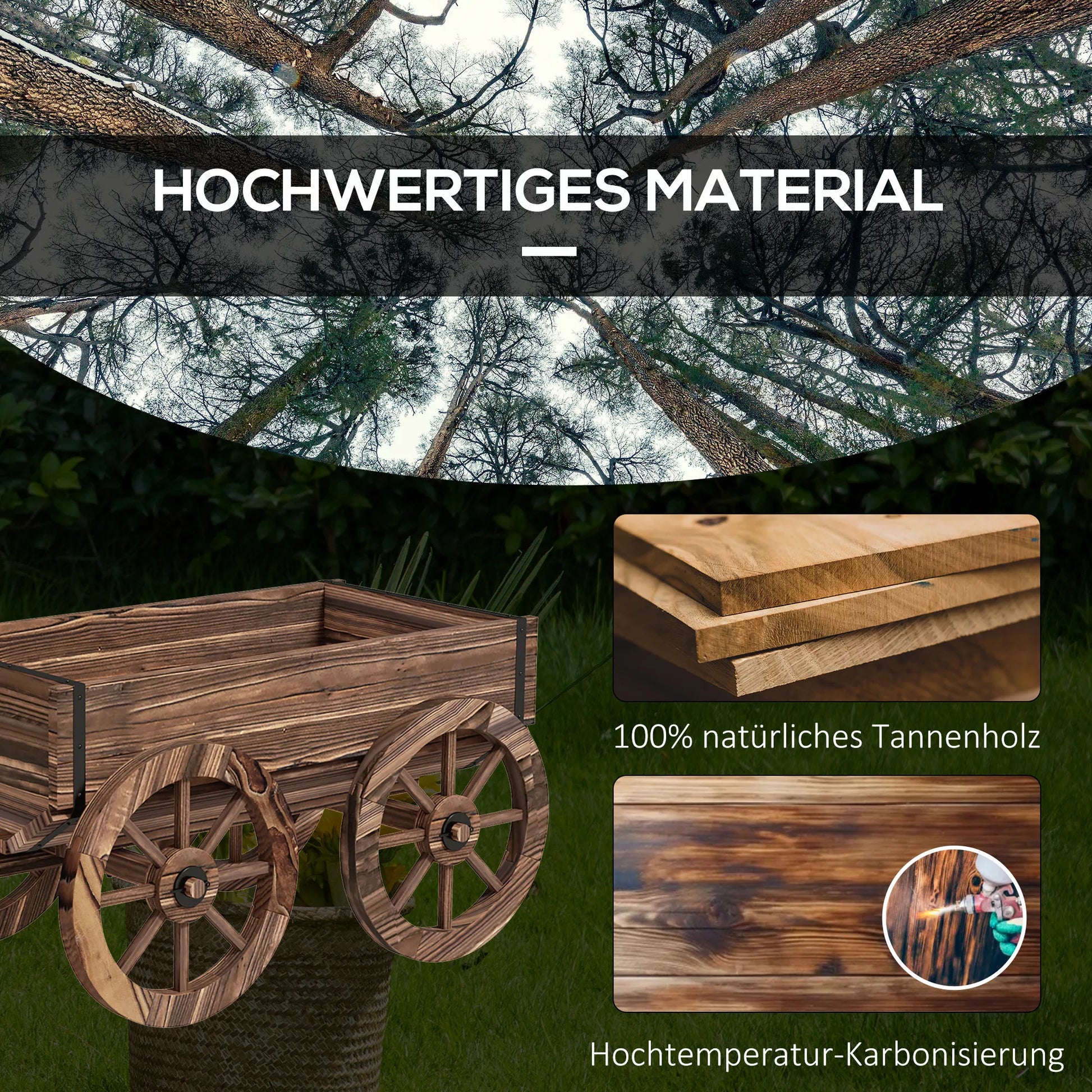 Augalų vežimėlis, aukštas medinis lysvynas, atsparus atmosferos poveikiui, 120 x 41 x 50 cm, rudas