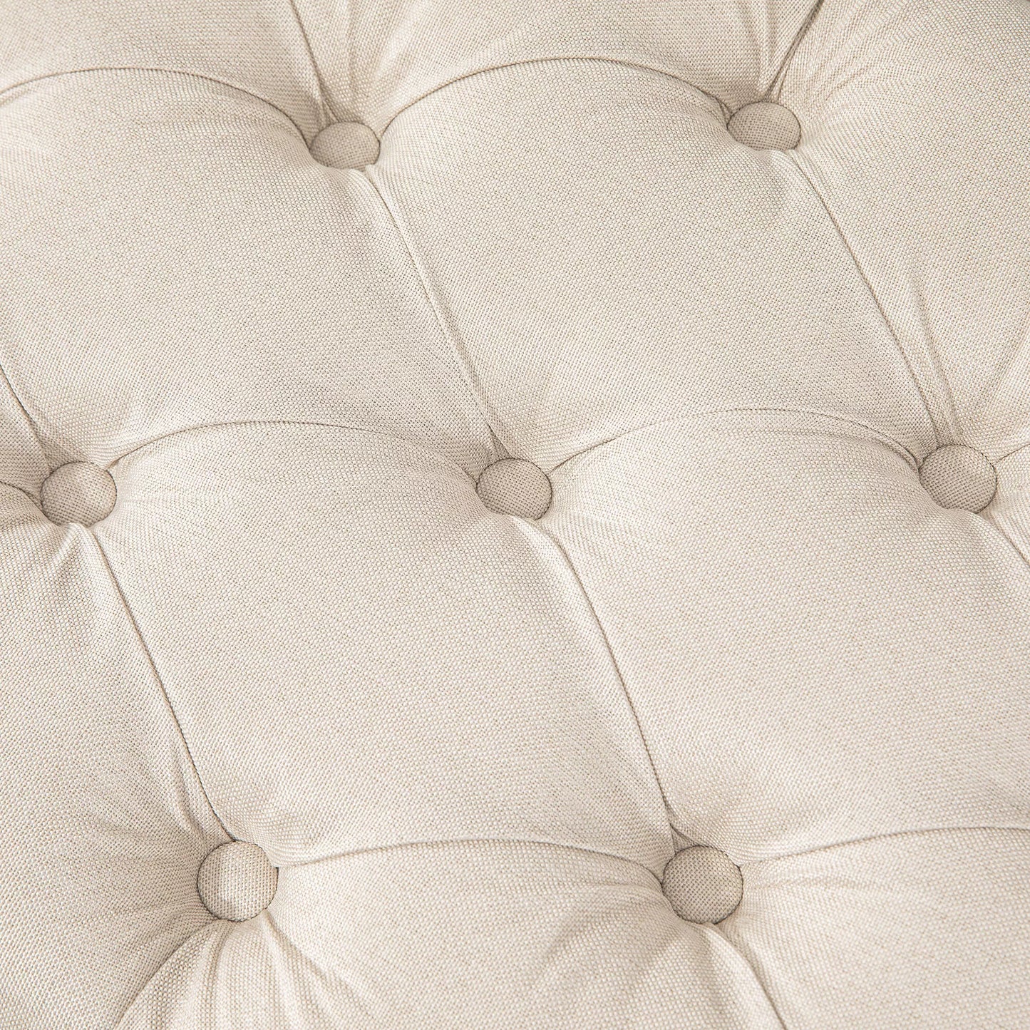 Paminkštinta suoliukas su sagčių dygsniavimu, lovos suoliukas, vintažinis dizainas, 120x41x48cm, kreminės baltos spalvos