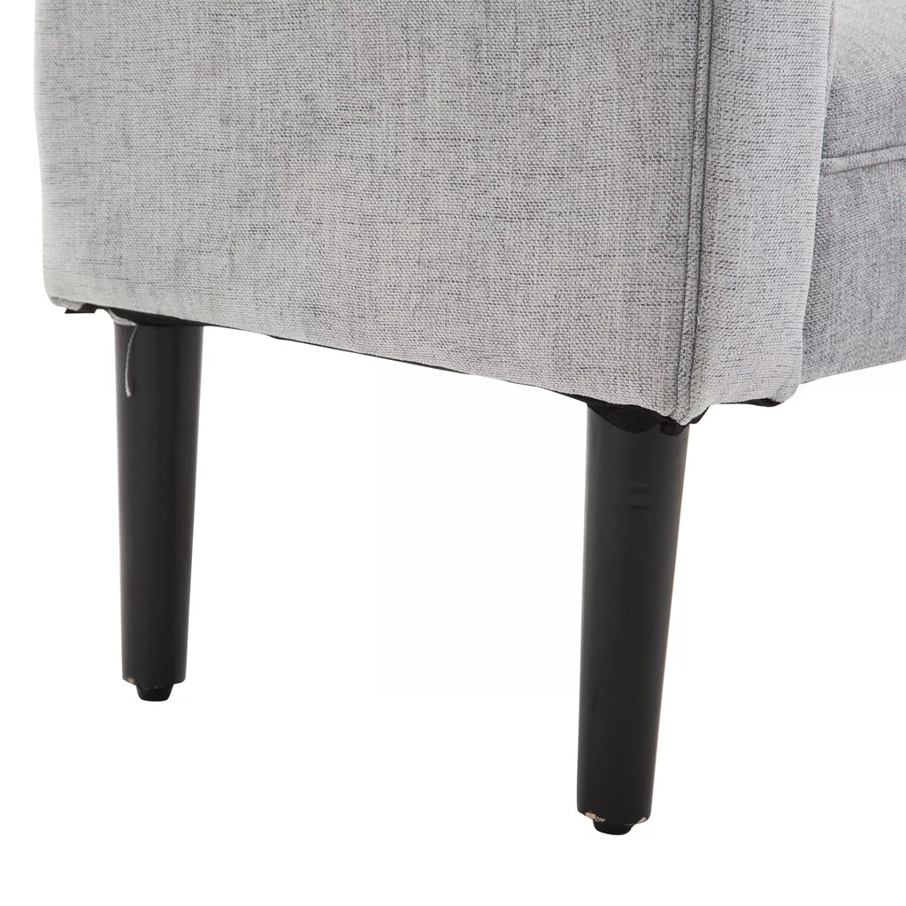 Minkšta suolelė, poilsio suolelė, prieškambario suolelė, lova su suoleliu, elegantiška su suktomis pusėmis, lino audinys, putų poliesteris, šviesiai pilka, 132 x 45,5 x 58 cm