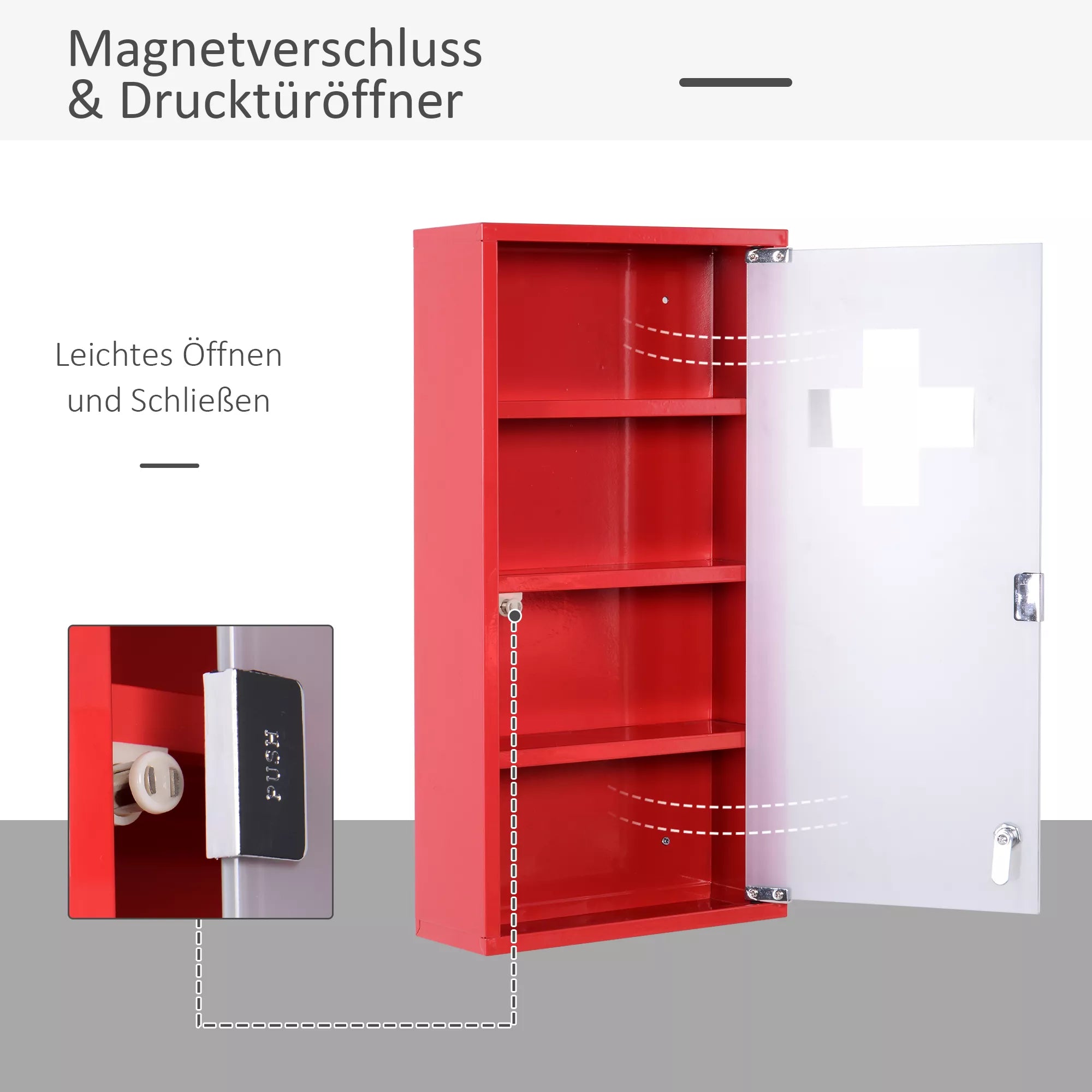 Schema su magnetiniu spintelės užraktu