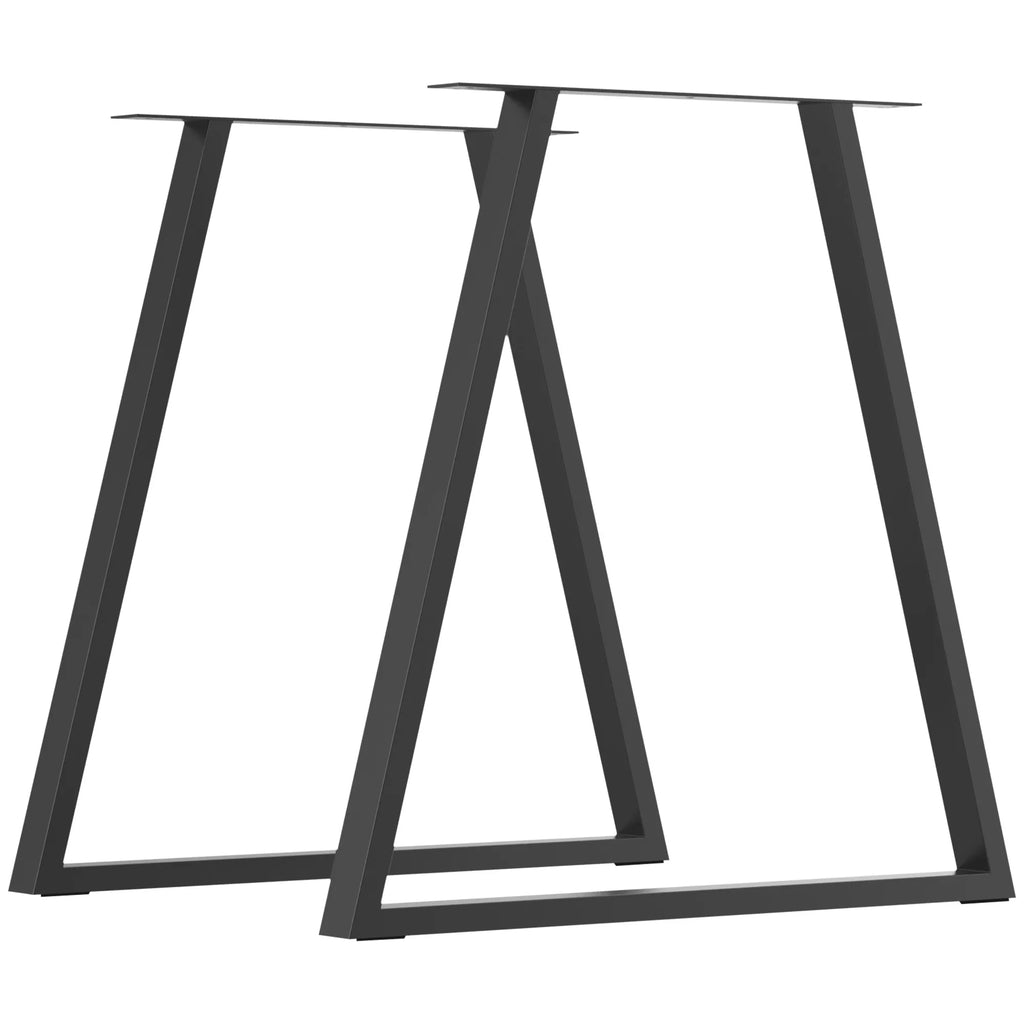 Trapecijos formos stalo kojos, 2 vnt. rinkinys, metalinės, iš anksto pragręžtos, su varžtais, juodos spalvos