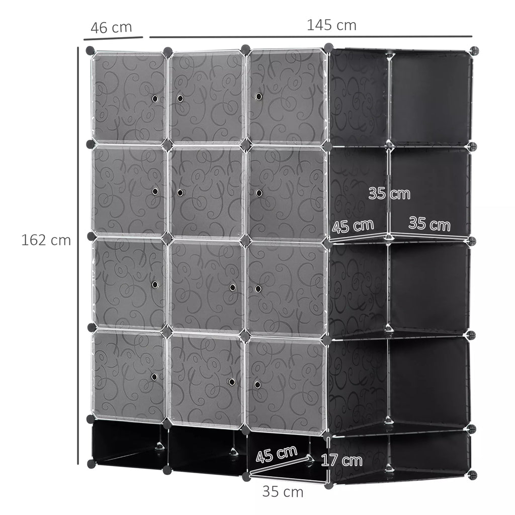 Modulinis drabužių spinta, 16 skyrių, plastikas, plienas