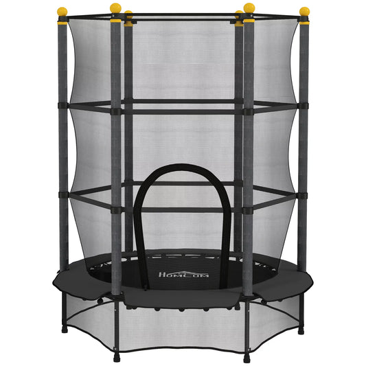 Vaikams skirta  trampolino, Ø140 cm, su apsauginiu tinklu, vidaus ir lauko naudojimui, plienas, plastikas, atlaiko iki 50 kg, juoda