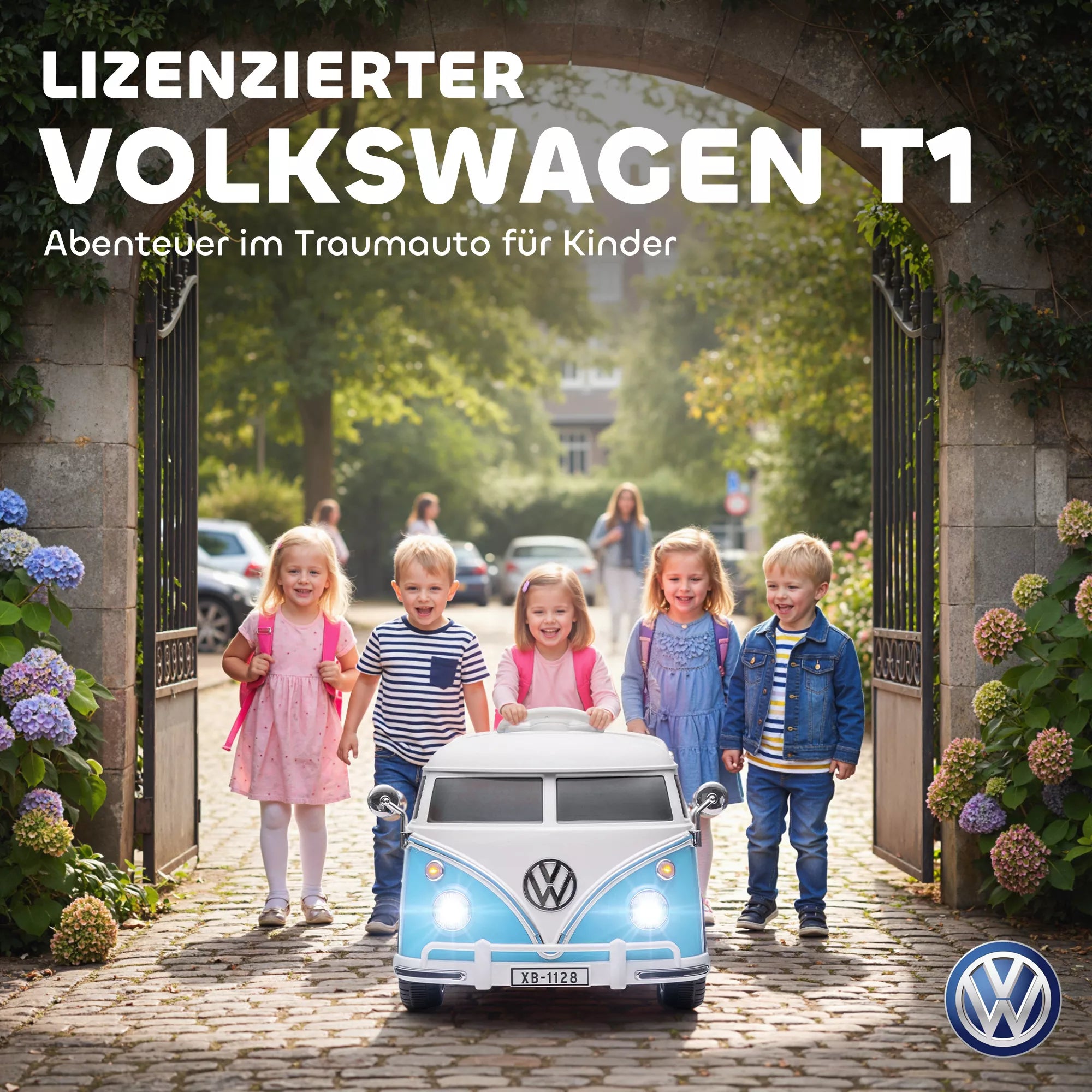 Vaikų elektrinis automobilis, 12 V vaikų transporto priemonė su MP3, dvigubu varikliu, elektrine transporto priemone su signaline, švelniu paleidimu, 89 x 49 x 41,5 cm, mėlyna