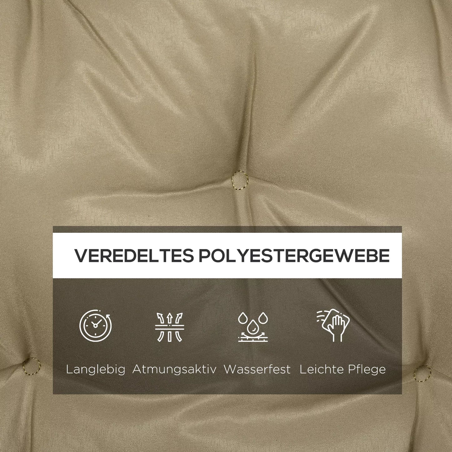 3 vietų suoliuko užvalkalas 150x98x8 cm, suoliuko pagalvėlė su raišteliais, sėdimoji dalis sodo baldams, supamajai sodo karuselei, chaki