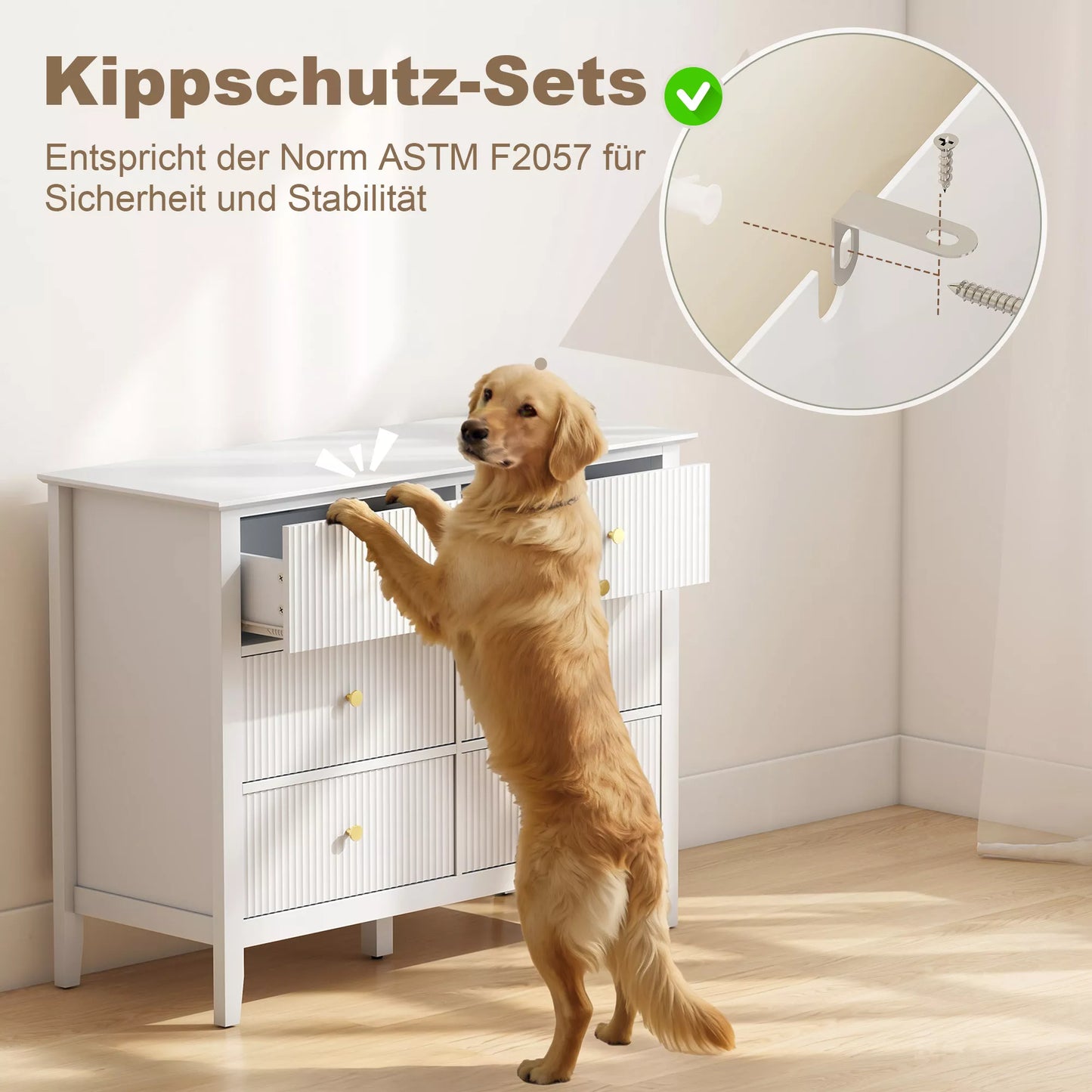 Komoda su 6 stalčiais Moderni spinta daiktams laikyti, skirta svetainei, miegamajam, prieškambariui 100 x 40 x 78 cm Balta