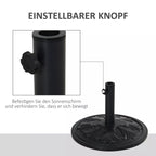 Skėčių stovas, 13 kg, skėčių stovas su 35 mm/38 mm/48 mm skersmens strypais, skėčių laikiklis sodui, balkonui, antikinė juoda spalva