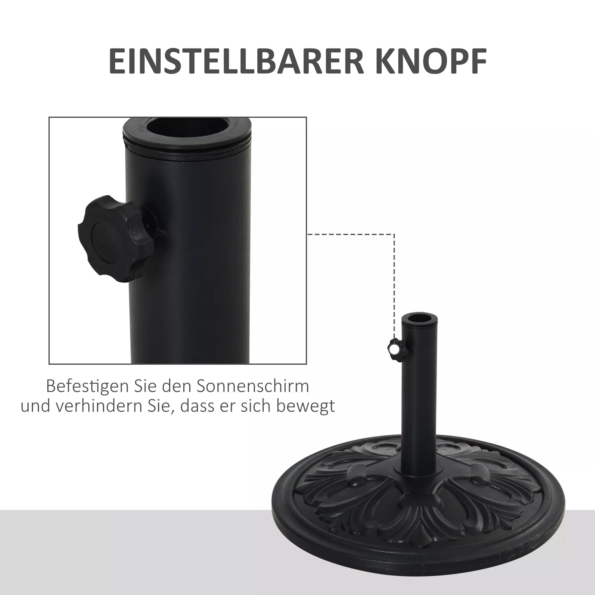 Skėčių stovas, 13 kg, skėčių stovas su 35 mm/38 mm/48 mm skersmens strypais, skėčių laikiklis sodui, balkonui, antikinė juoda spalva