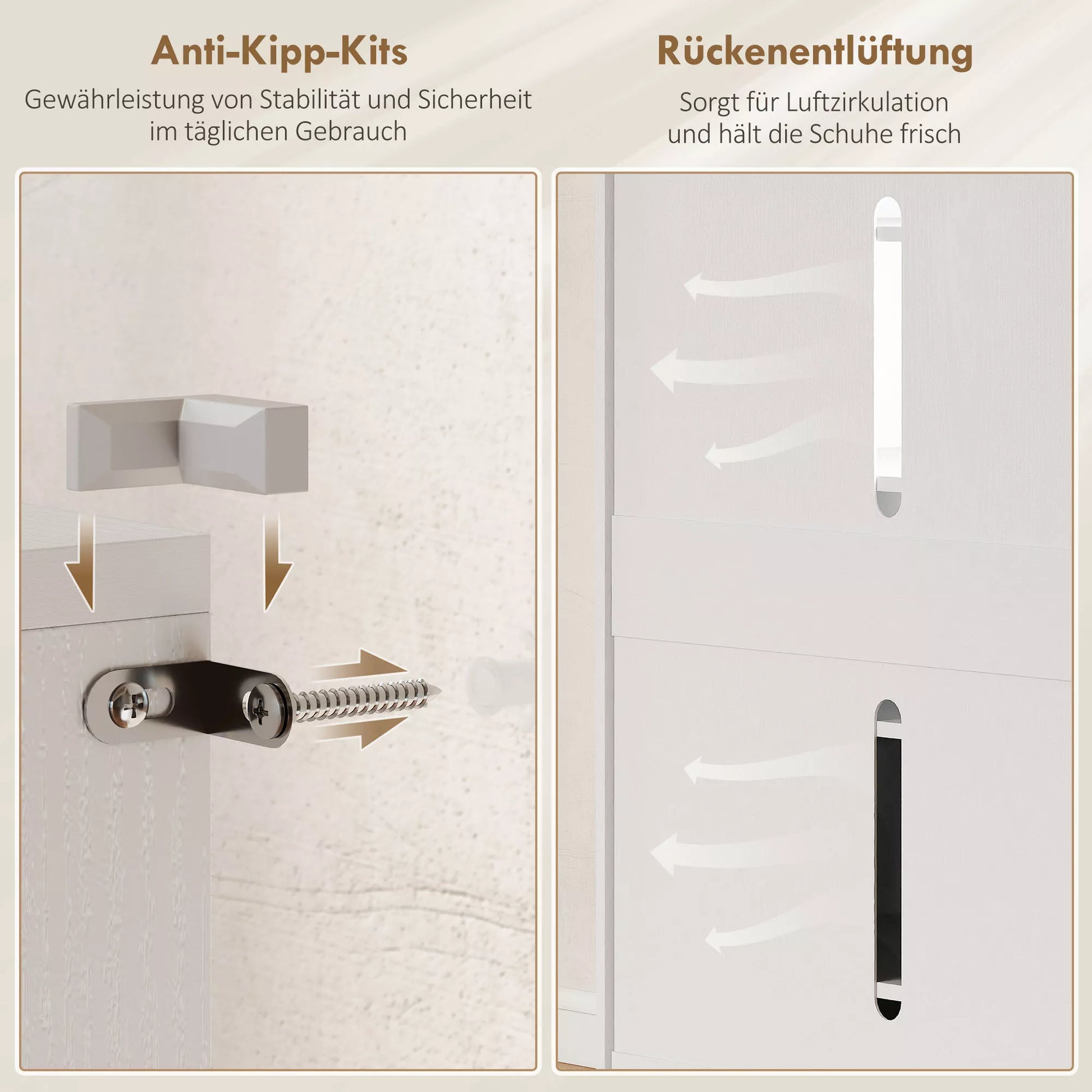 5 pakopų batų spintelė 20 poroms batų, reguliuojamos lentynos, skirta prieškambariui, koridoriui, medinė, balta