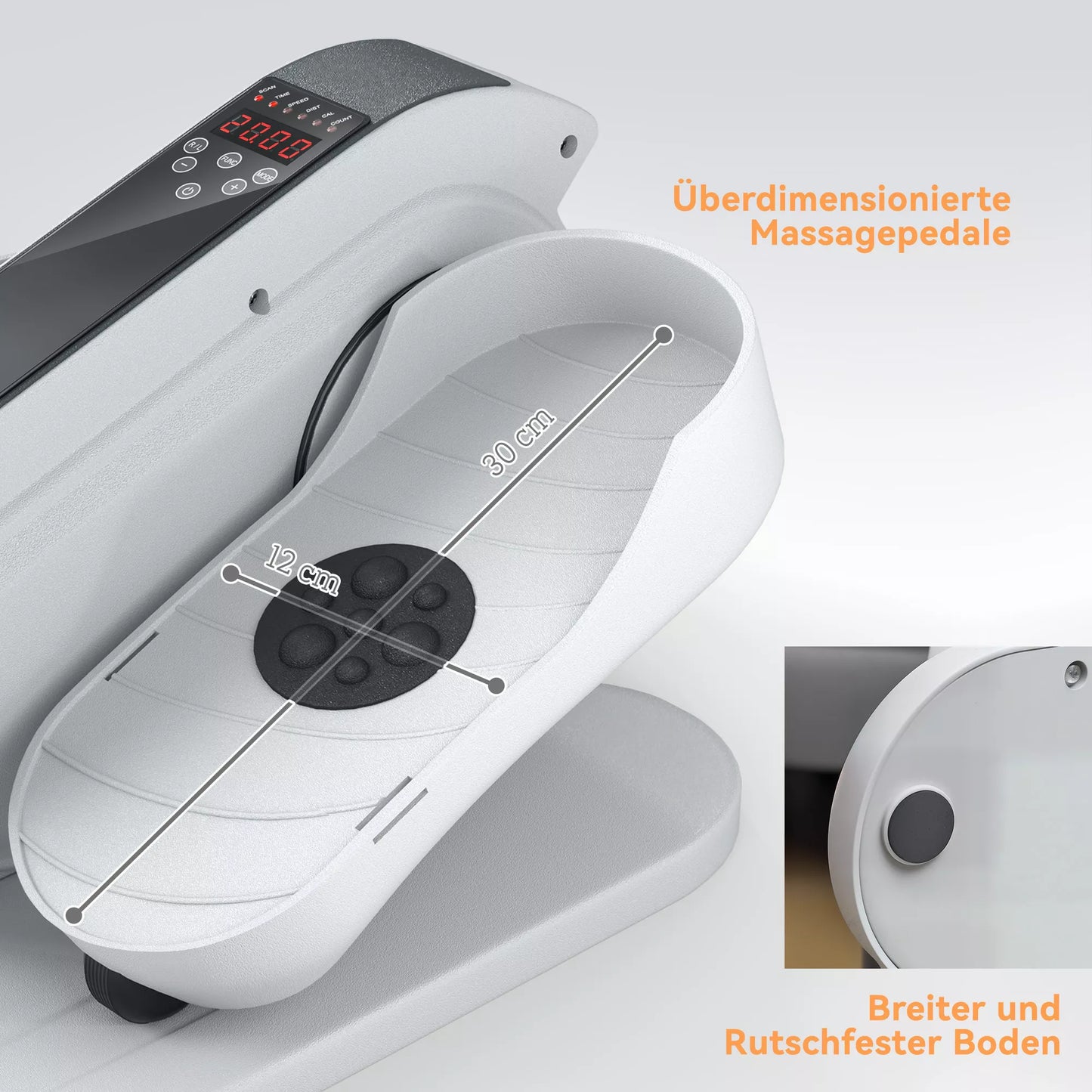 Sėdimojo treniruoklio, mini elipsinio treniruoklio su LCD monitoriumi, nuotolinio valdymo pultu, 10 reguliuojamų greičio lygių, baltos spalvos