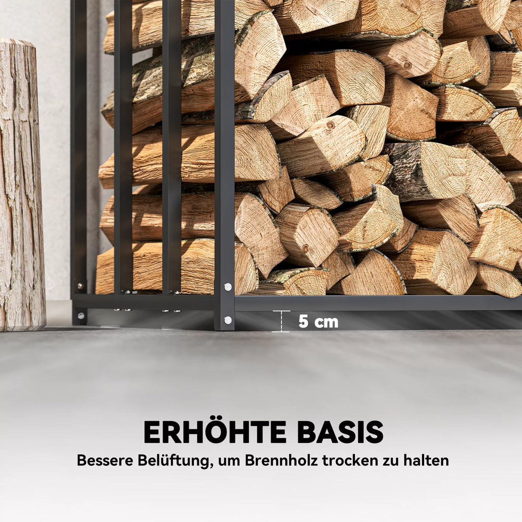 Malkinė, stovas malkoms iš plieno, su medžiaginiu uždangalu, 300 kg apkrova, 140 x 70 x 154 cm, juoda