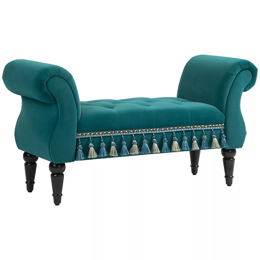 Minkštas suolas, vintažinio dizaino, iki 150 kg, 117x40x58 cm, žalias