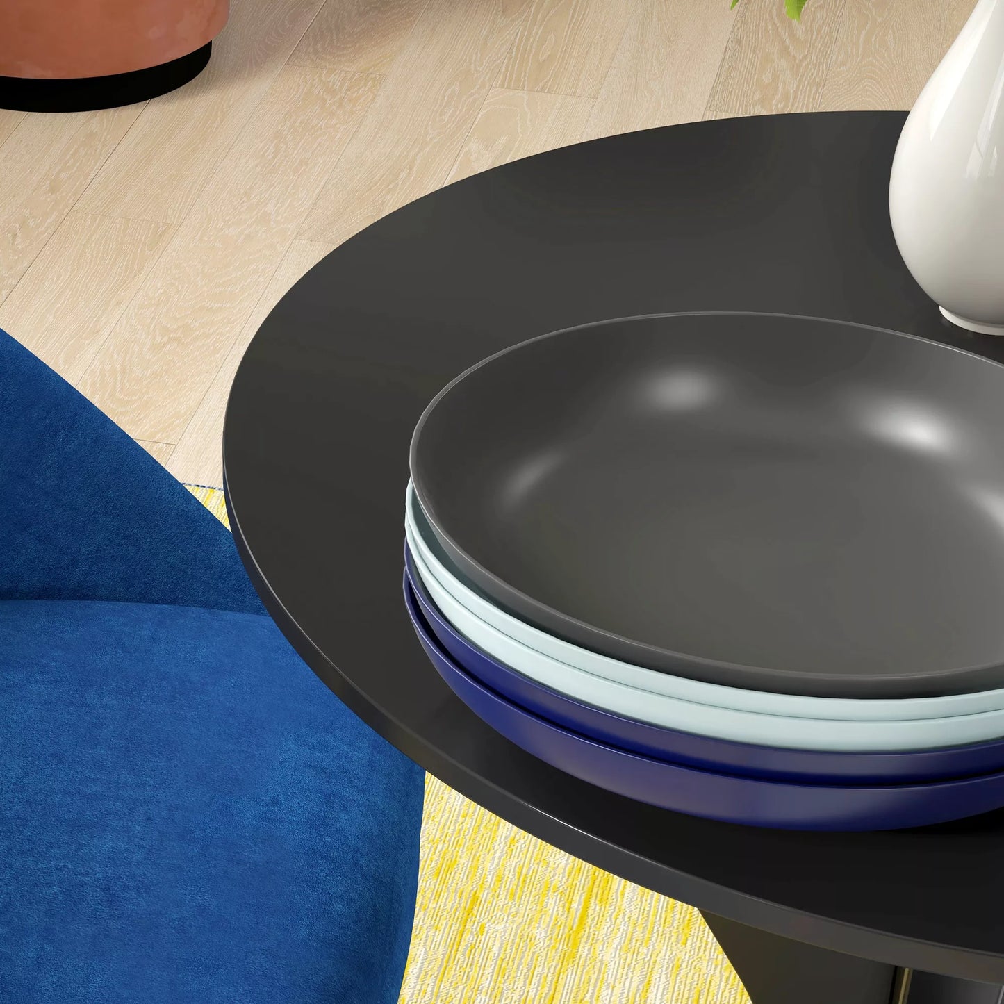 Valgomojo stalas, virtuvės stalas, apvalus stalas, modernaus dizaino, 78 cm x 78 cm x 75 cm, juodas