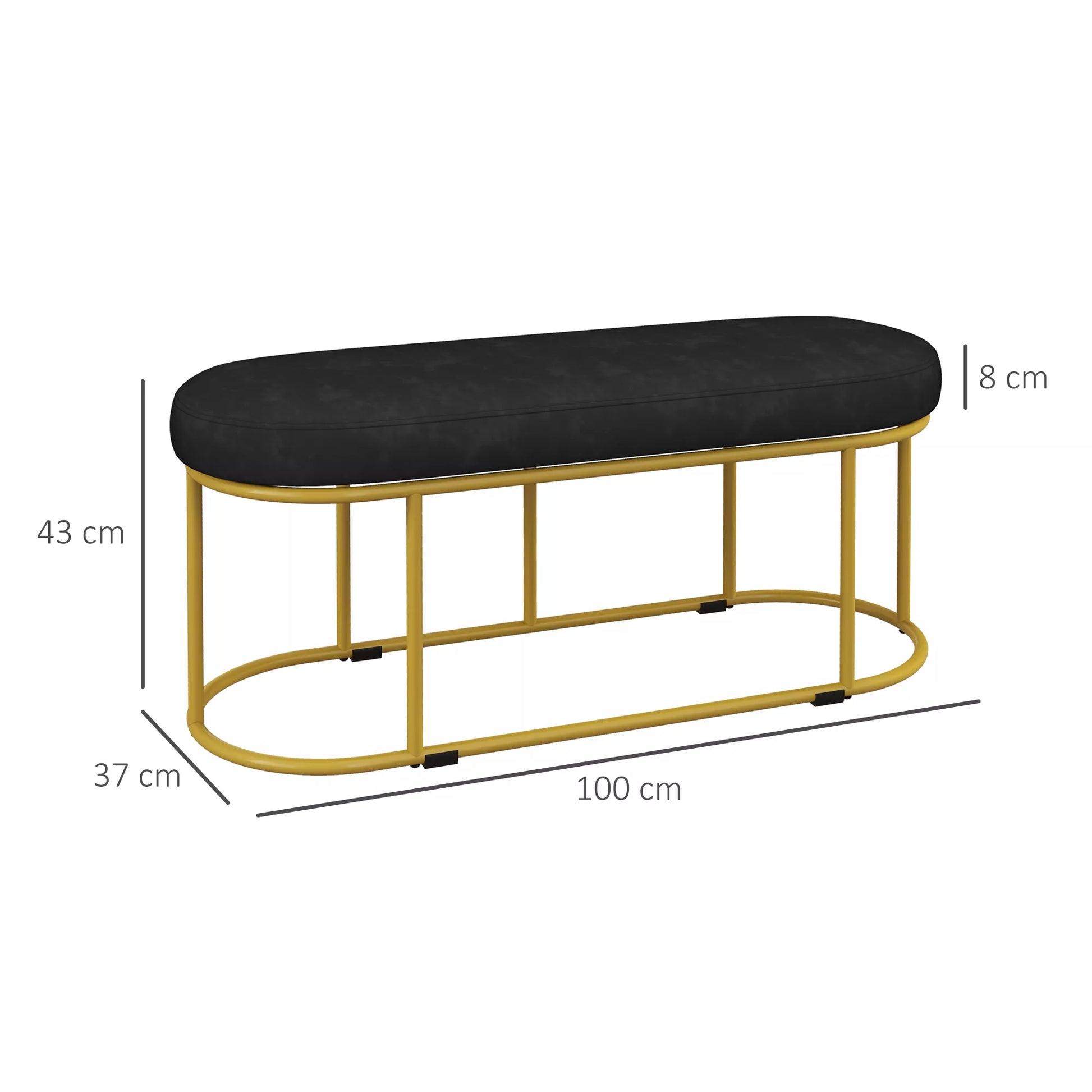 Batuto retro dizaino, suoliukas prie lovos, prieškambario suoliukas, aksomo išvaizda, iki 200 kg, metalinis rėmas, juodas, 100 x 37 x 43 cm