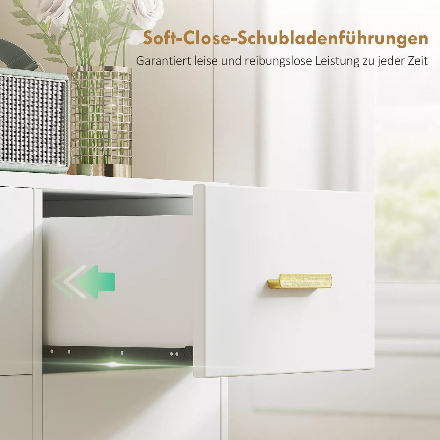 Tualetinis staliukas su reguliuojamu LED veidrodžiu, rozetėmis, 6 stalčiais, 2 atviromis lentynomis, baltas