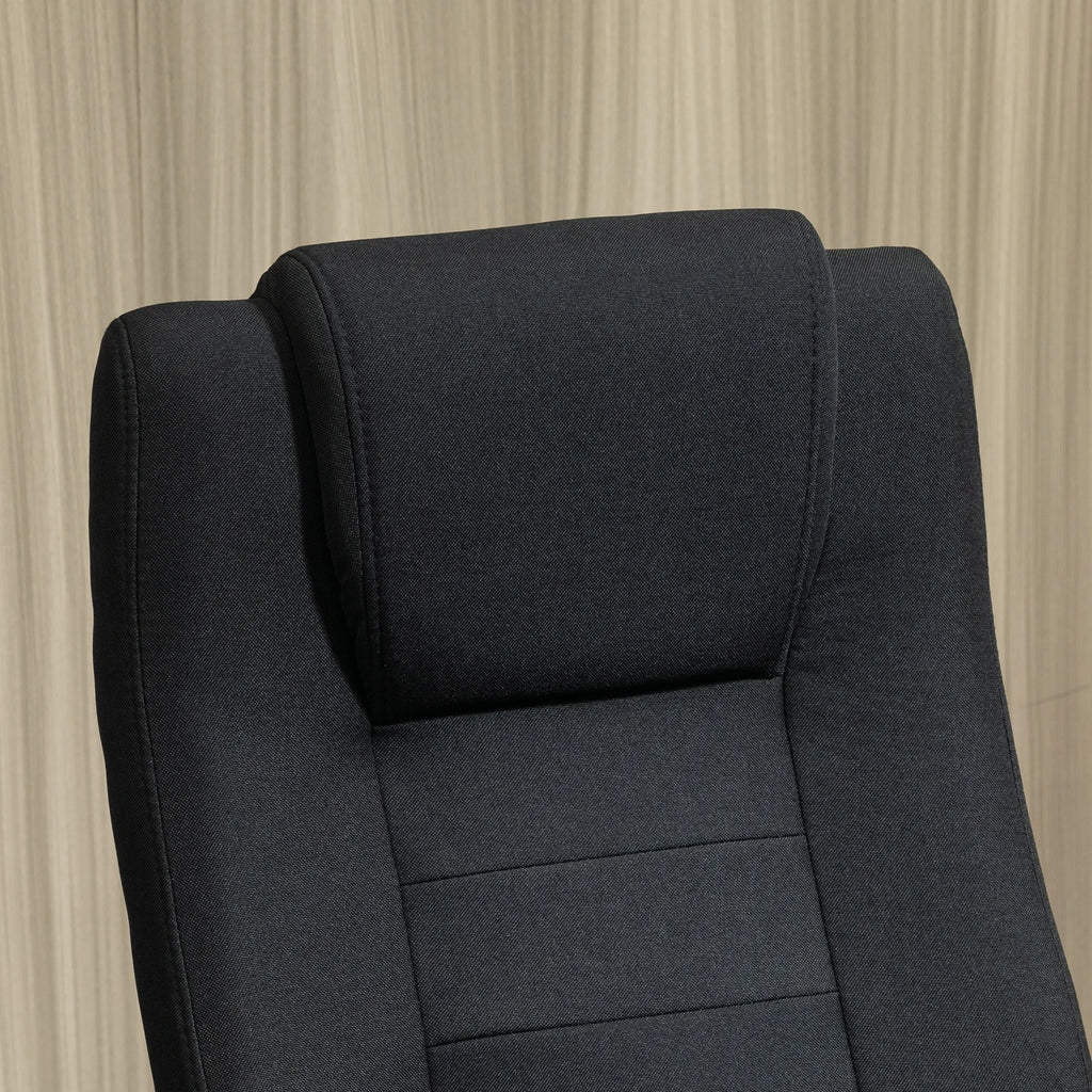 Biuro kėdė, kompiuterinė kėdė su svyravimo funkcija, galvos atrama, ergonomiška rašomojo stalo kėdė, sukiojama, reguliuojamo aukščio, „Linen-Touch“ juodos spalvos, 62 x 76 x 110–119 cm
