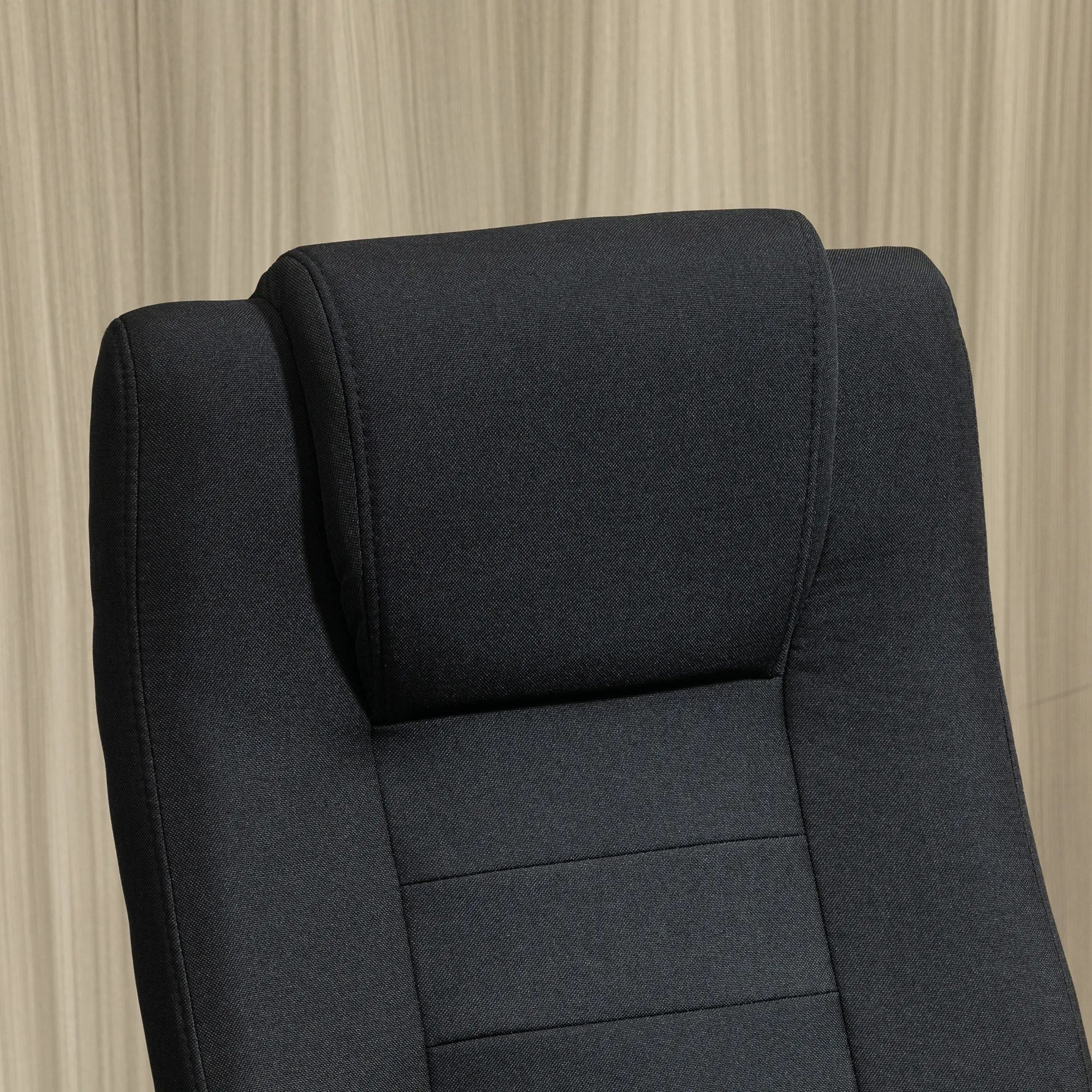 Biuro kėdė, kompiuterinė kėdė su svyravimo funkcija, galvos atrama, ergonomiška rašomojo stalo kėdė, sukiojama, reguliuojamo aukščio, „Linen-Touch“ juodos spalvos, 62 x 76 x 110–119 cm