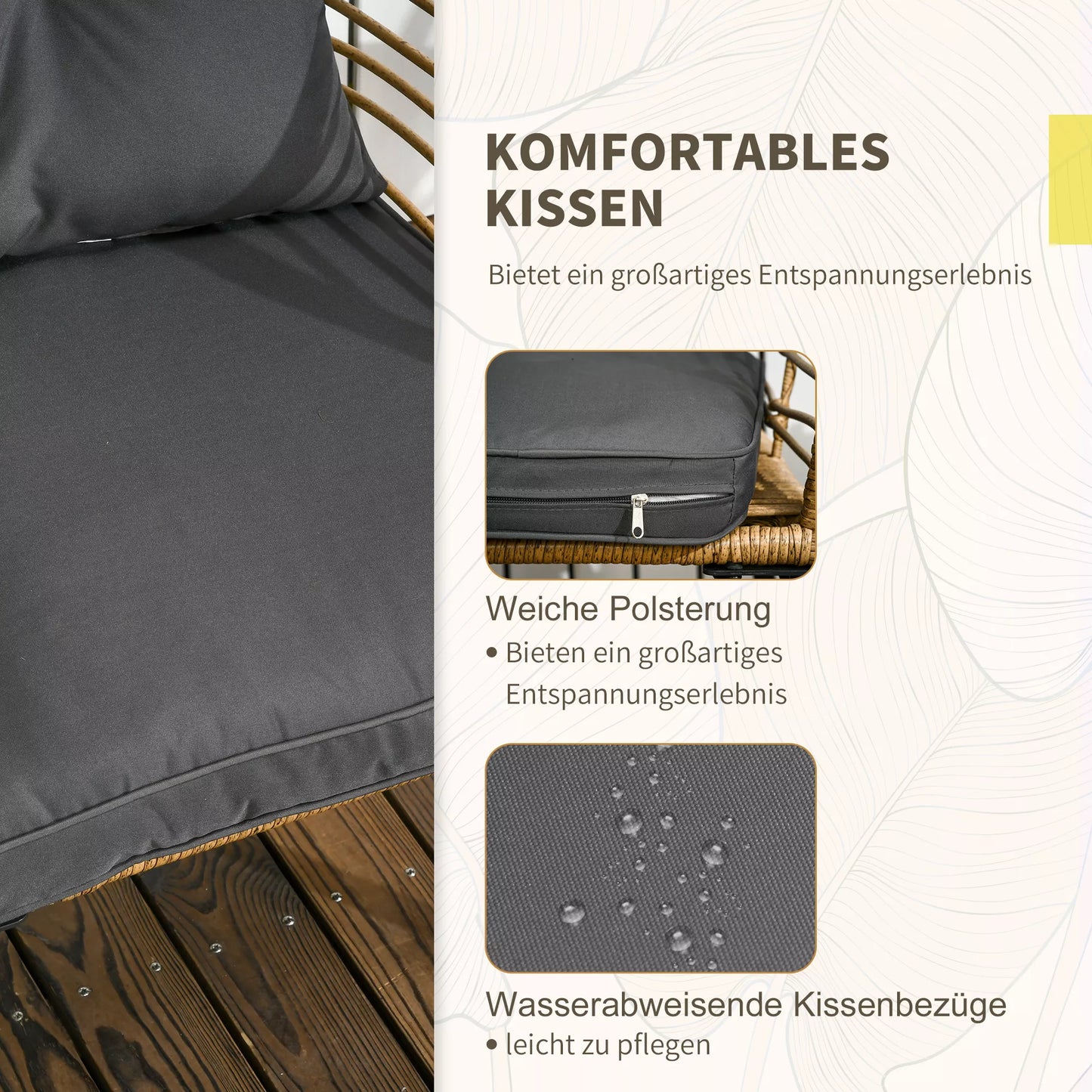 3 dalių bistro komplektas, atsparus oro sąlygoms, 1 staliukas, 2 kėdės, 62 cm x 65 cm x 78 cm, smėlio+tamsiai pilka