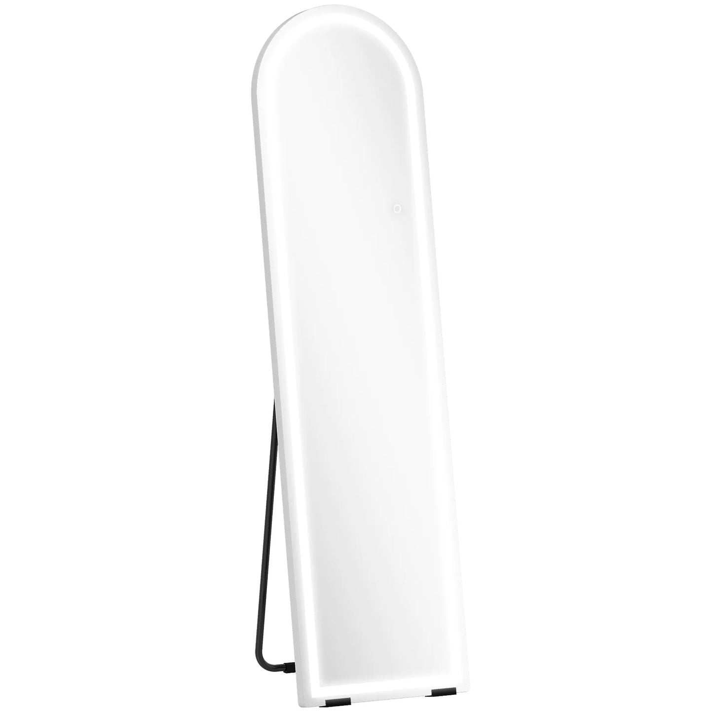 Viso veidrodis su LED apšvietimu, 150 x 40 cm, lankstytas, pritemdomas, 3 spalvų apšvietimas, pastatomas arba tvirtinamas ant sienos, baltas