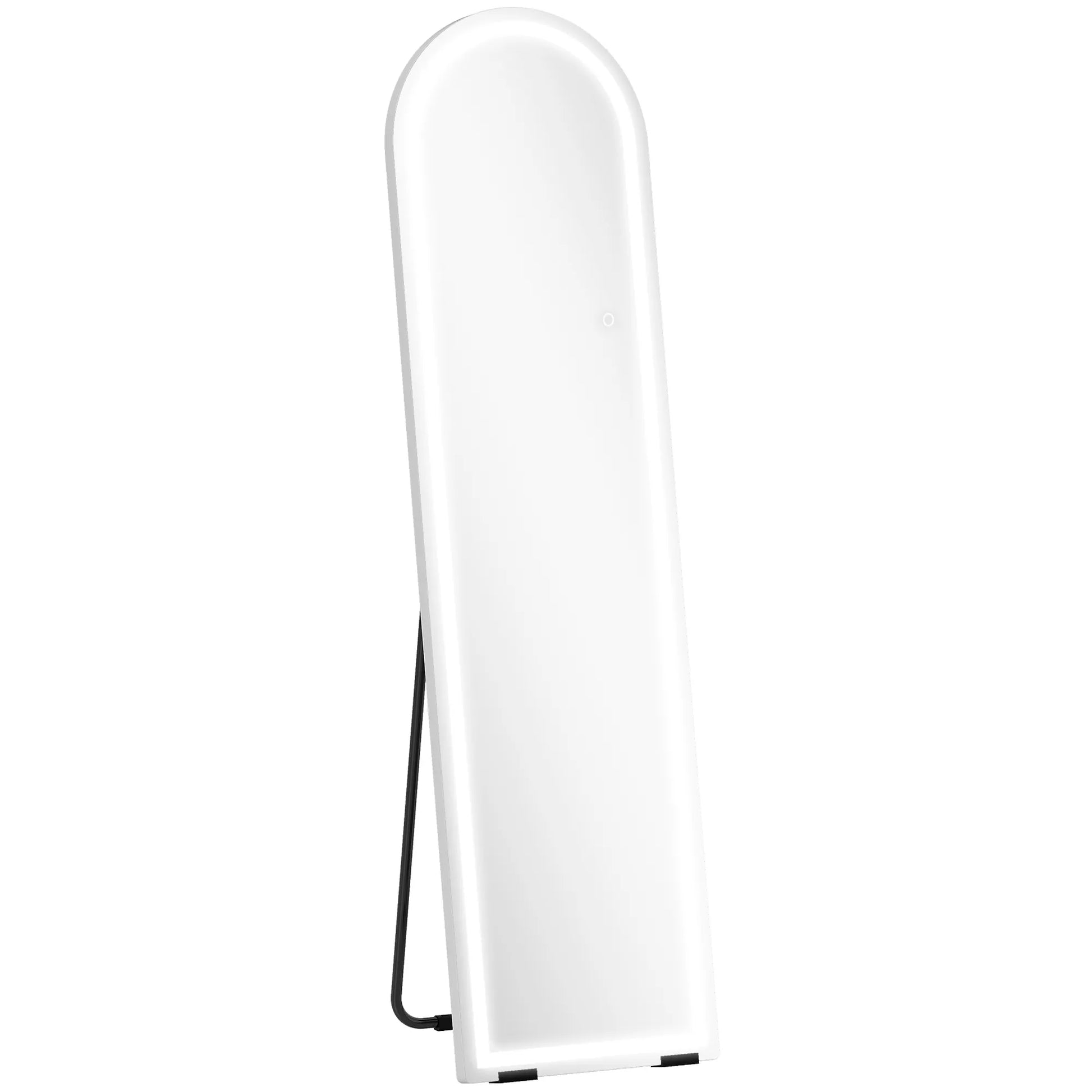 Viso veidrodis su LED apšvietimu, 150 x 40 cm, lankstytas, pritemdomas, 3 spalvų apšvietimas, pastatomas arba tvirtinamas ant sienos, baltas