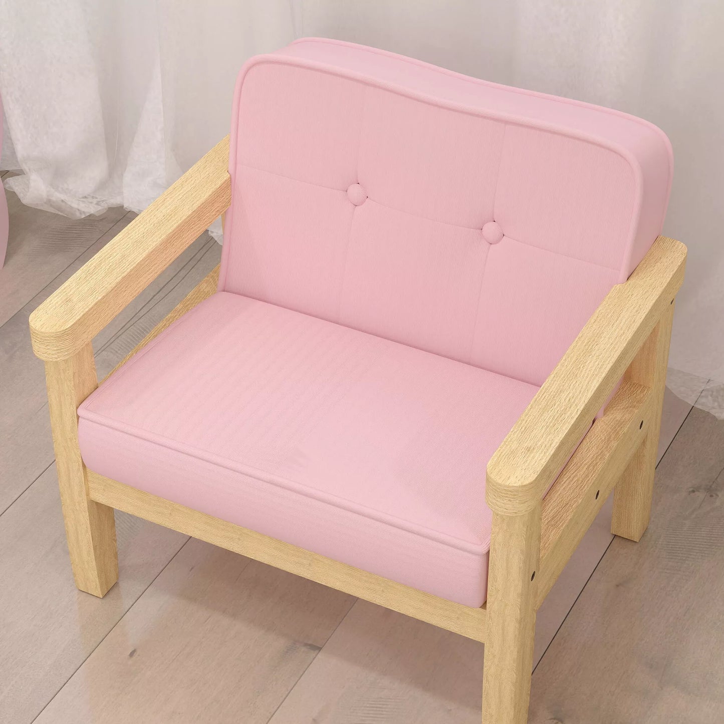 Vaikiška kėdutė / sofa su kordo rašto imitacija, tvirtomis medinėmis kojelėmis. Fotelis iš putplasčio, vaikiška kėdė vaikų darželiui, žaidimų kambariui, 46,5 x 44 x 45 cm, vaikams 3–8 metai, rožinė