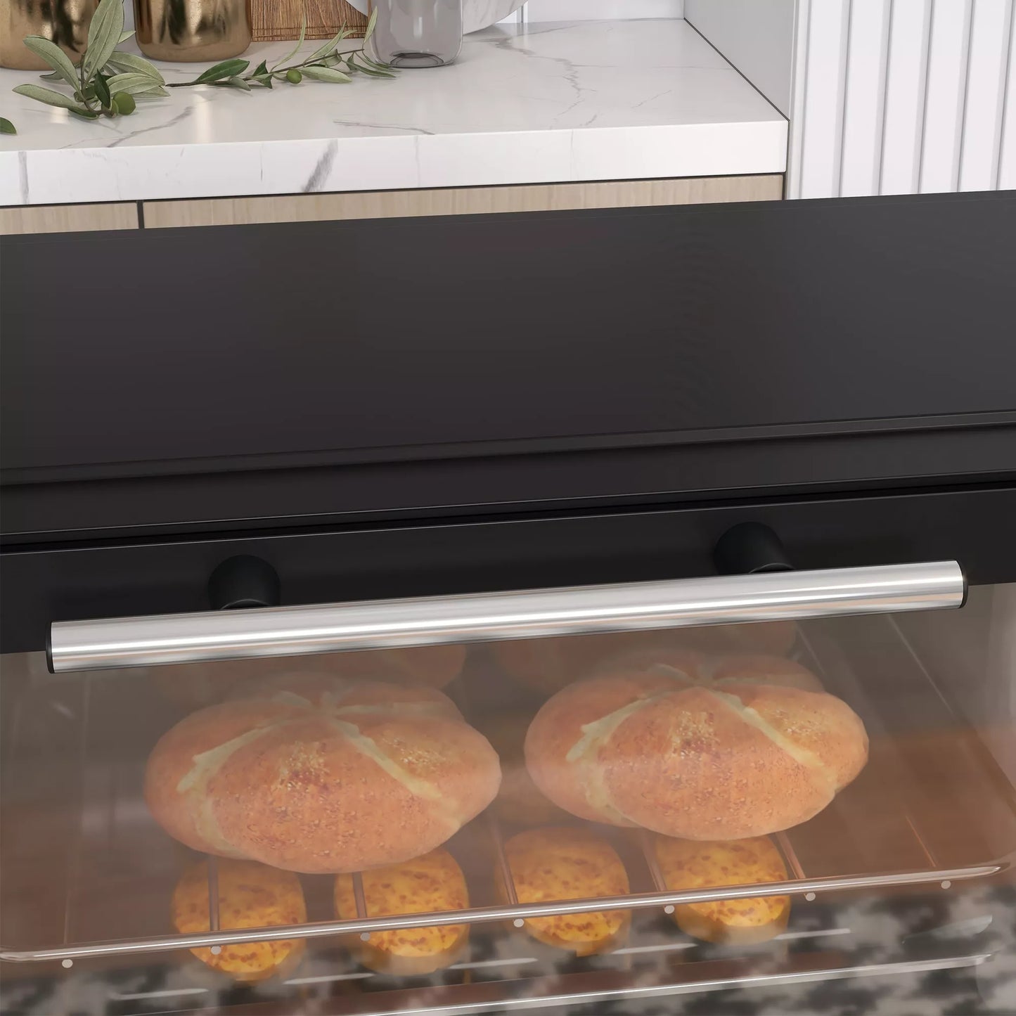 Miniorkaitė, 9 litrų talpa, reguliuojama temperatūra ir kepimo laikas, su grotelėmis ir kepimo skarda, juoda